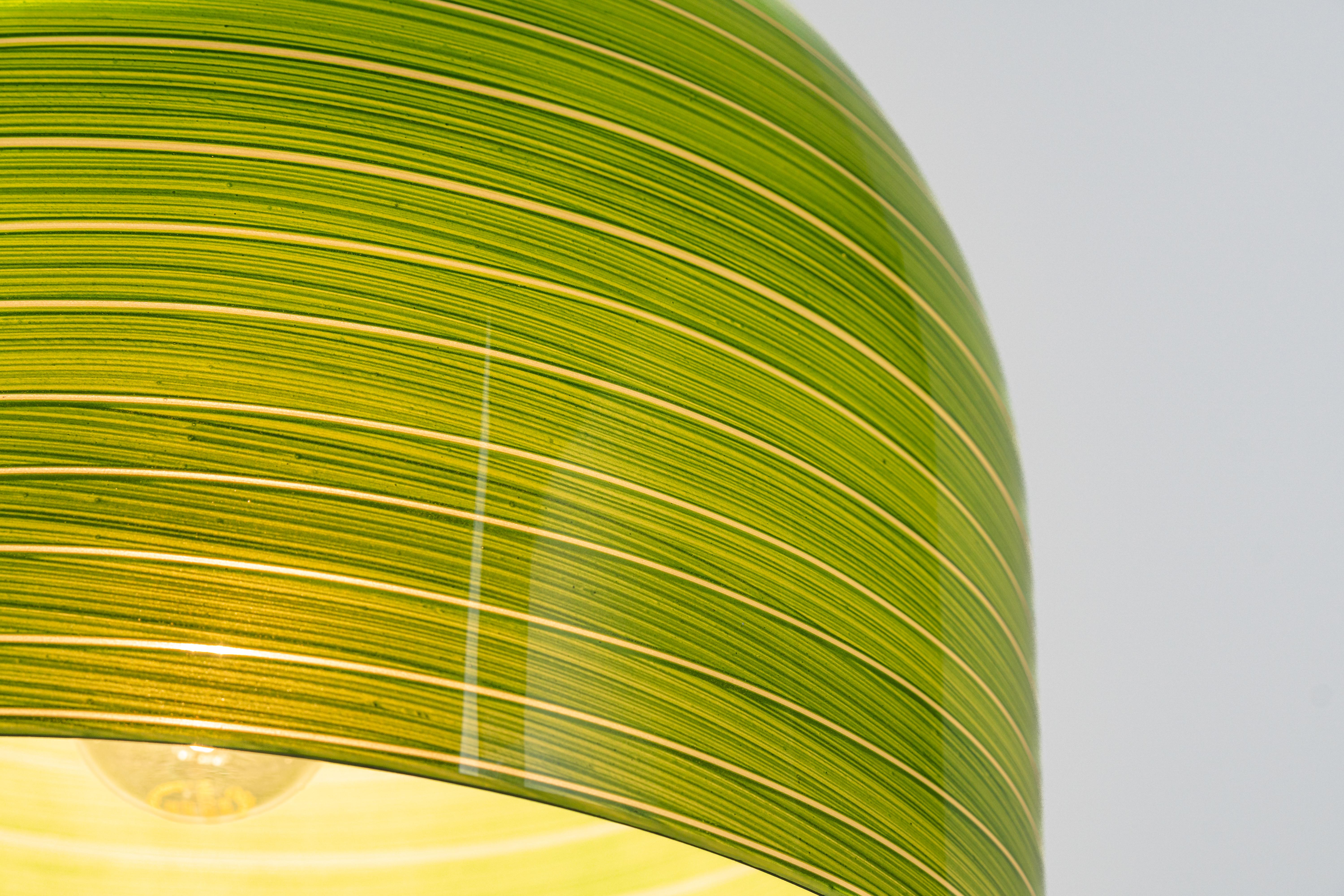 1 of 5 Green Glass Pendant Light by Peill Putzler, Germany, 1970 For Sale 1