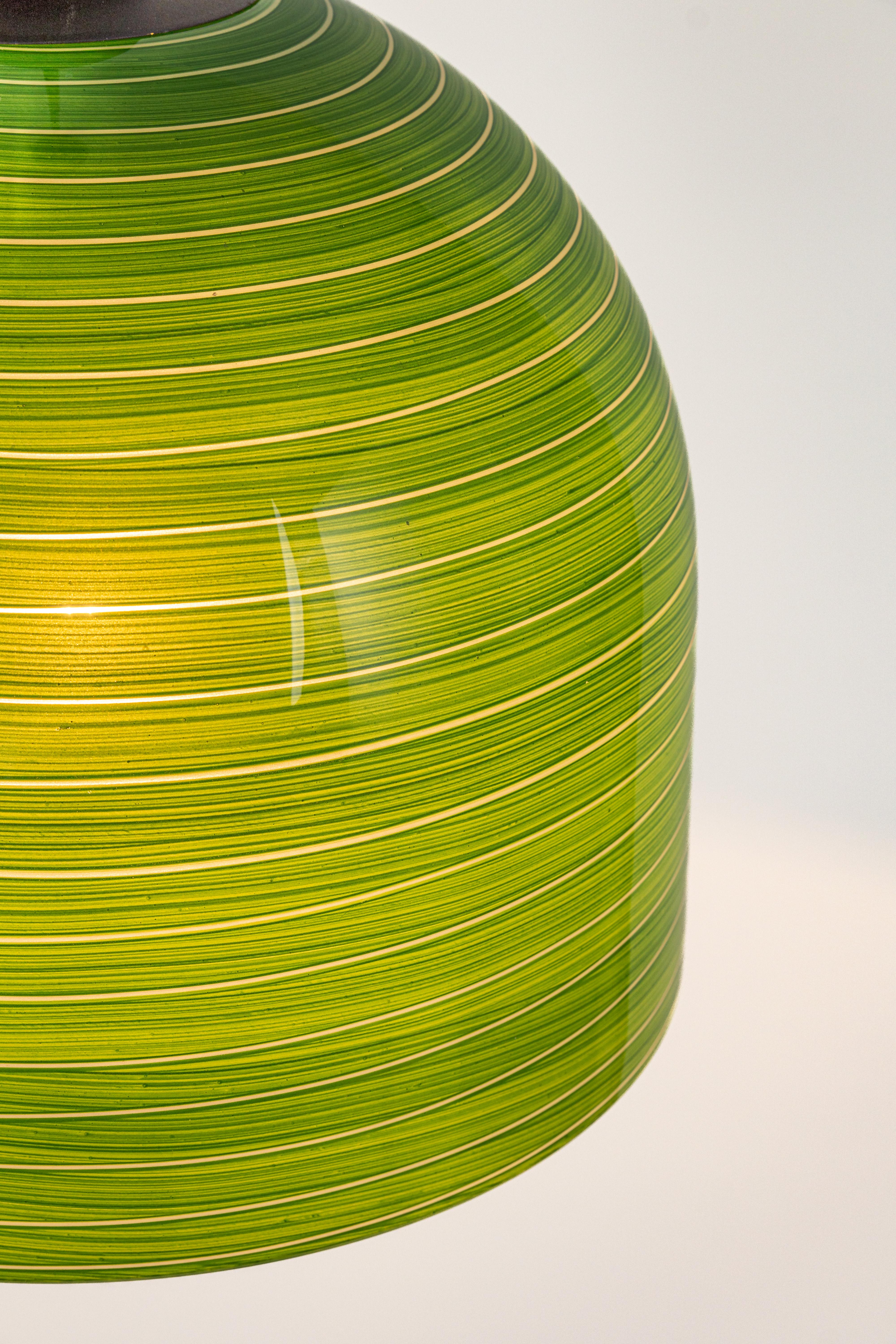 1 of 5 Green Glass Pendant Light by Peill Putzler, Germany, 1970 For Sale 2