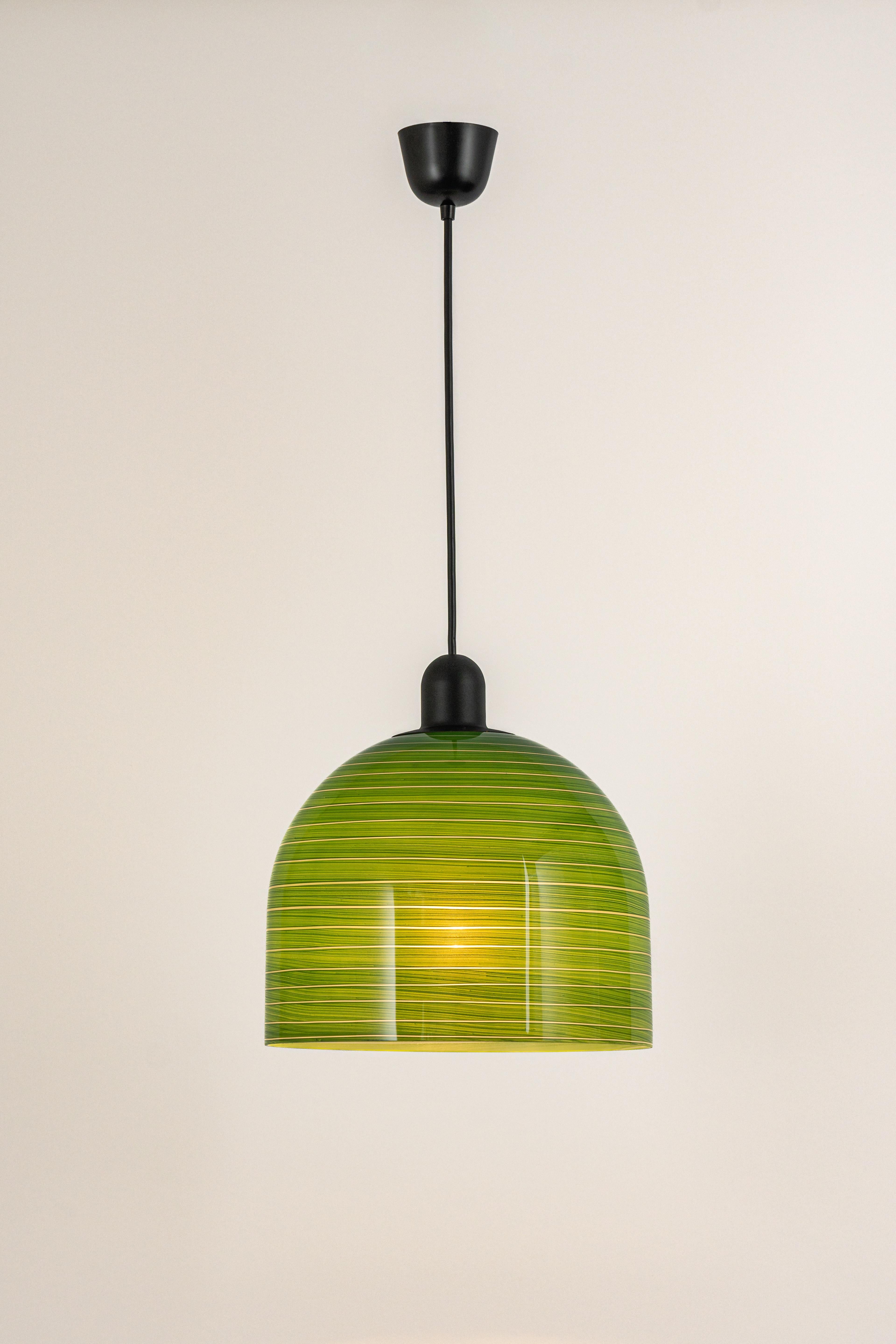 1 of 5 Green Glass Pendant Light by Peill Putzler, Germany, 1970 For Sale 4