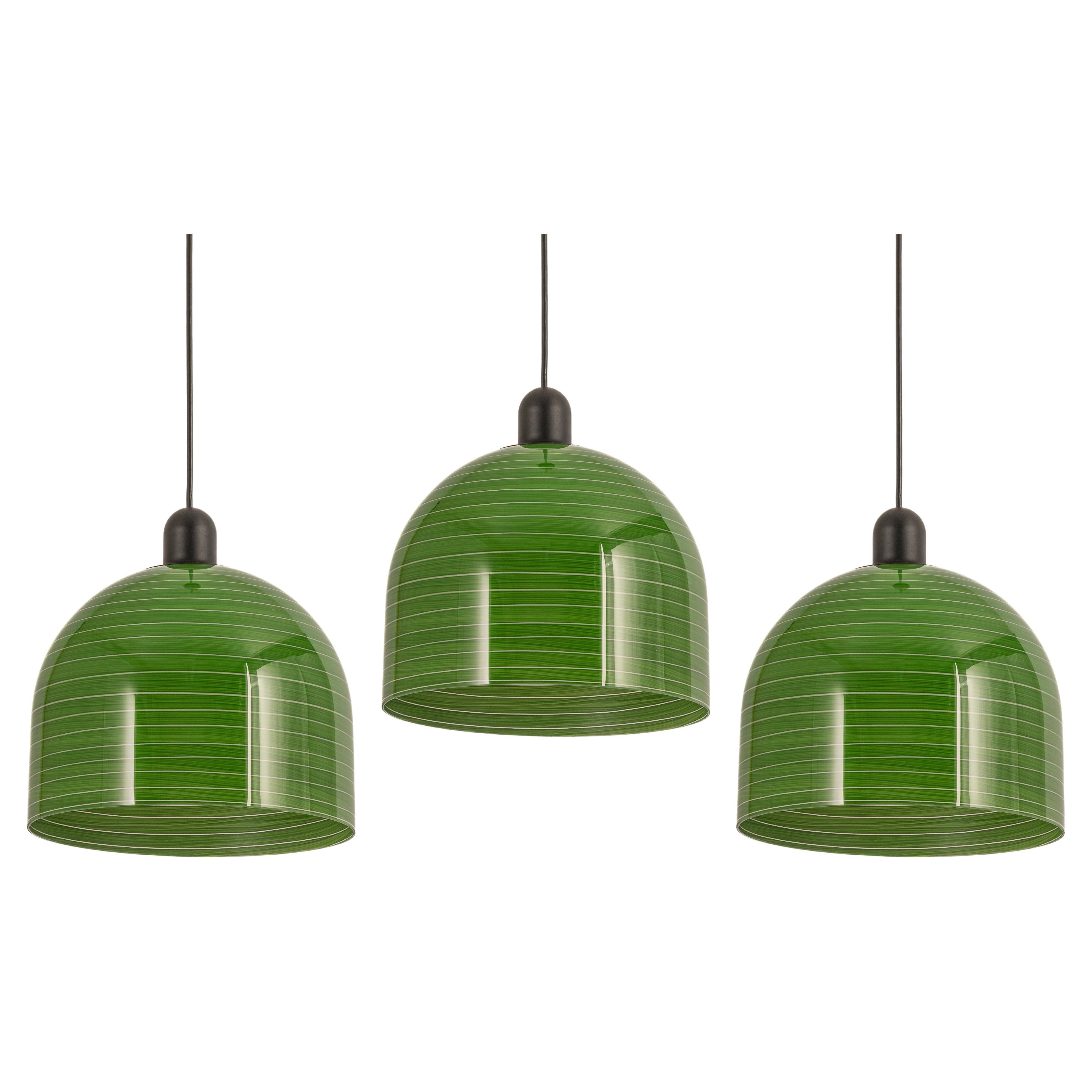 1 of 5 Green Glass Pendant Light by Peill Putzler, Germany, 1970