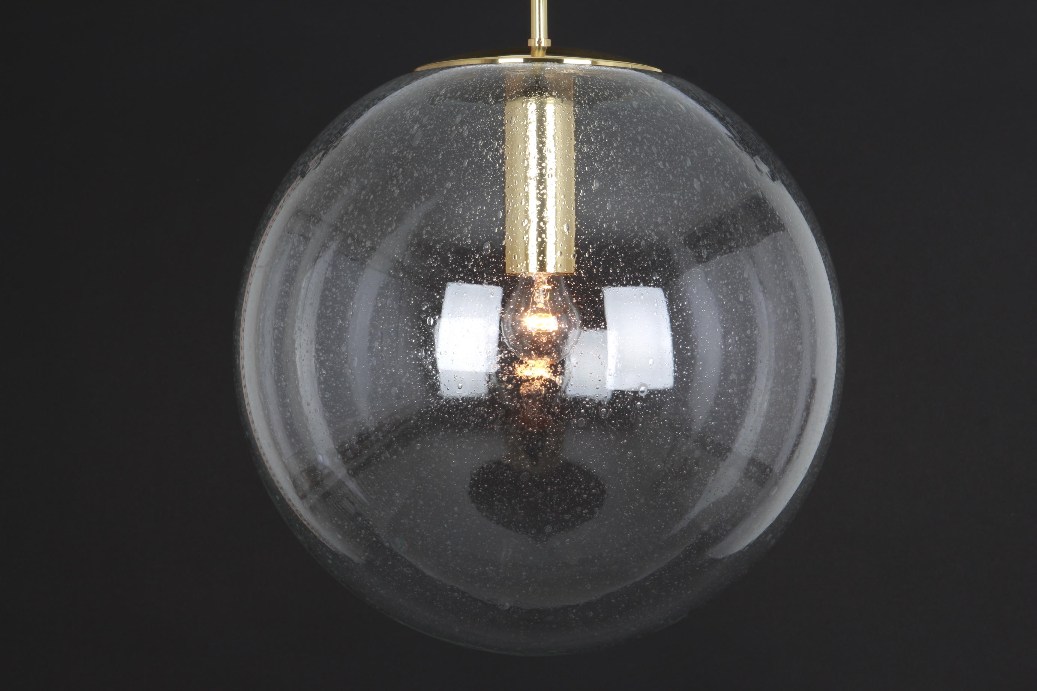 Late 20th Century 1 of 5 Huge Limburg Glass Ball Pendant, Germany, 1970s For Sale