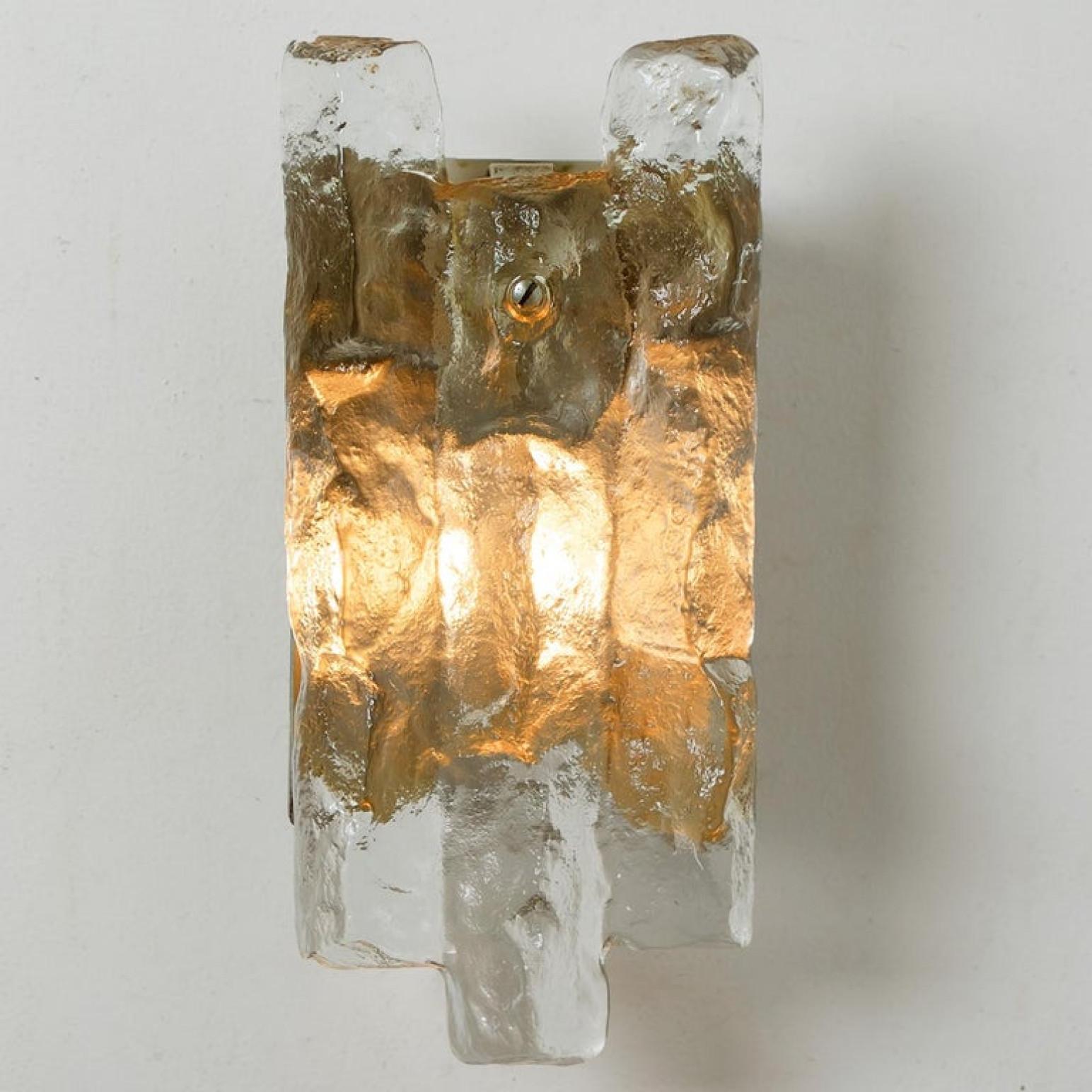 1 of the 2 Sets Kalmar Ice Glass Wall Sconces by J.T. Kalmar, Austria, 1970s For Sale 6
