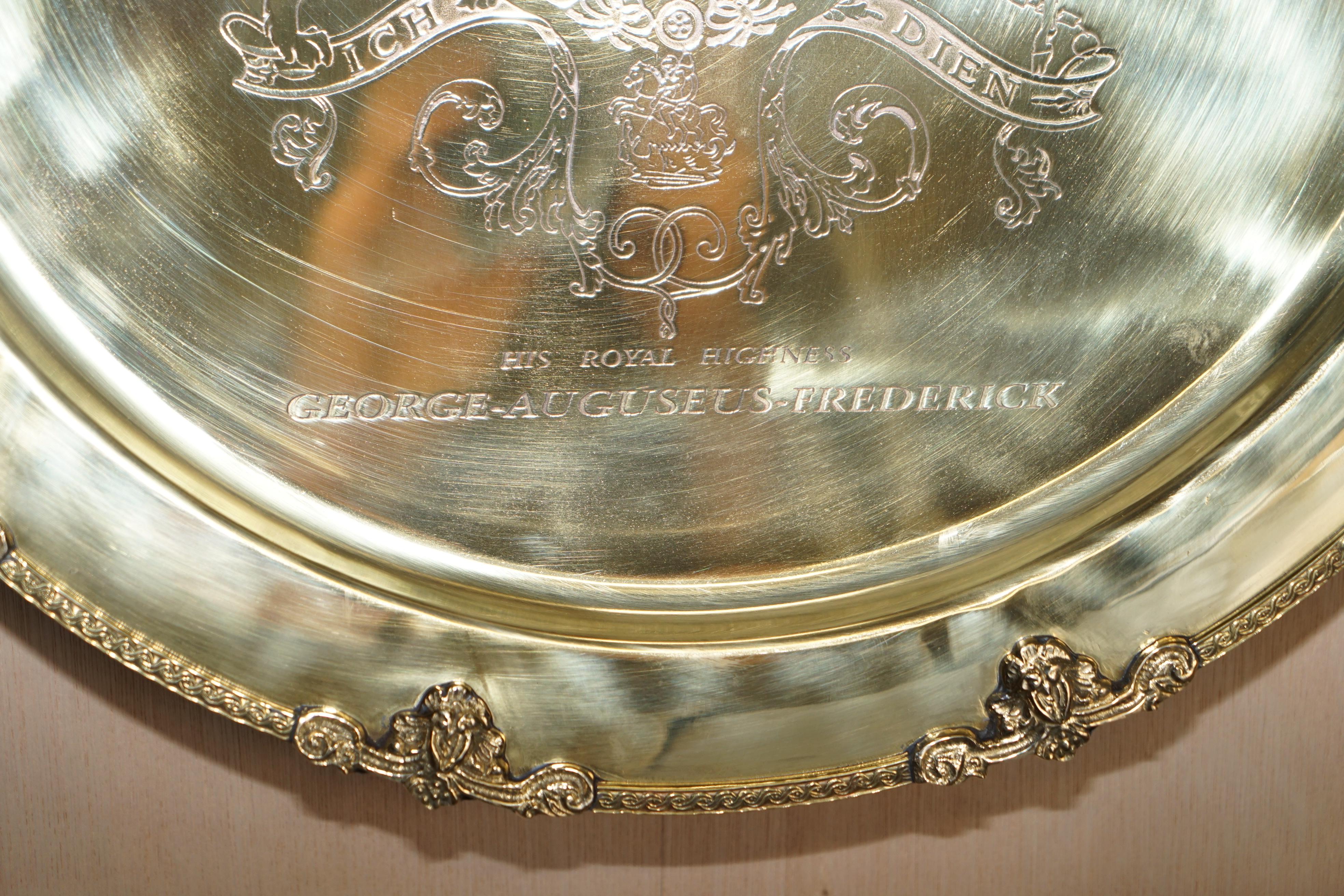 1 of 4 King George Auguseue Frederick Arms Gilt Sterling Silver Plated Trays For Sale 6