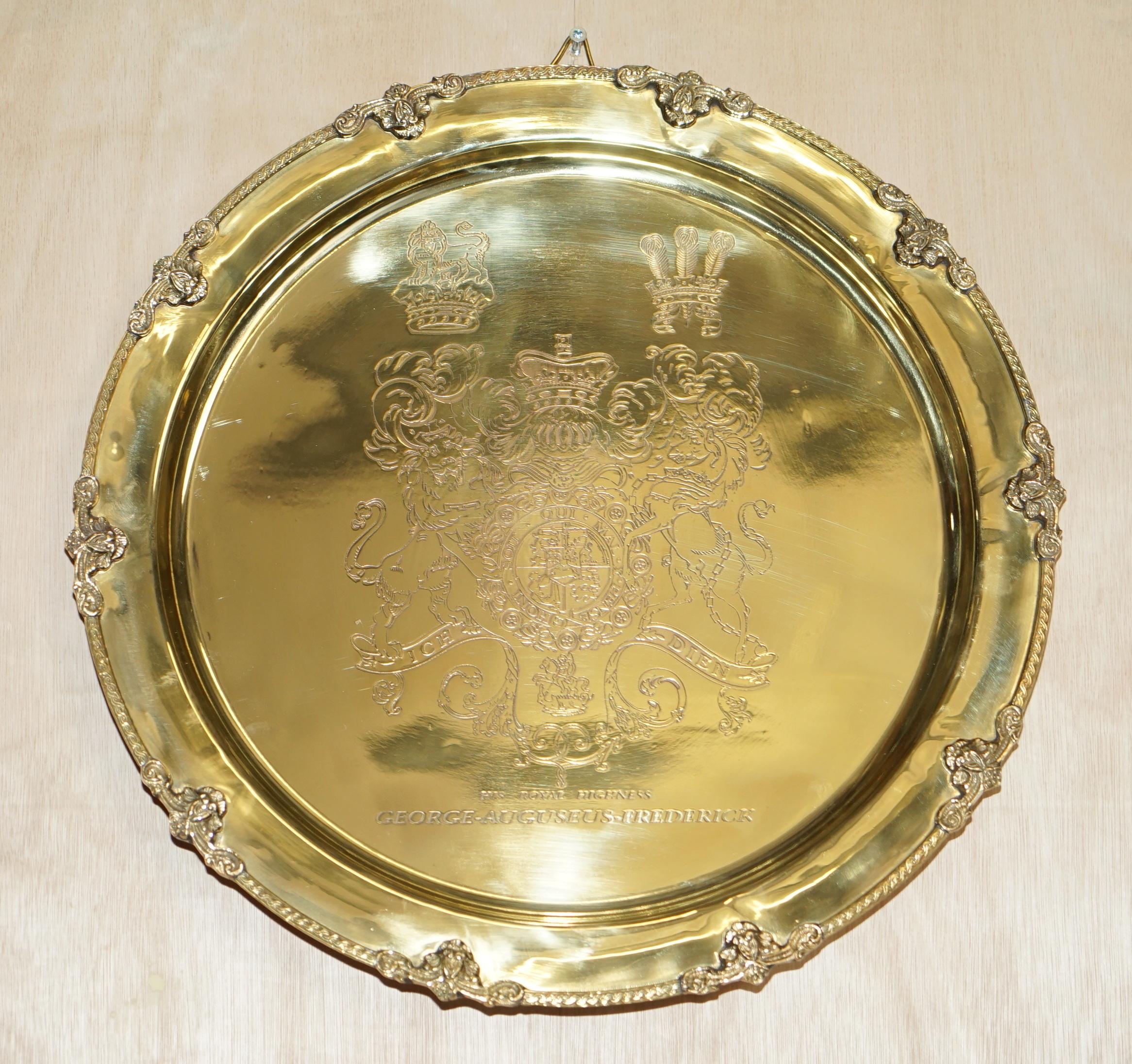 1 of 4 King George Auguseue Frederick Arms Gilt Sterling Silver Plated Trays For Sale 1