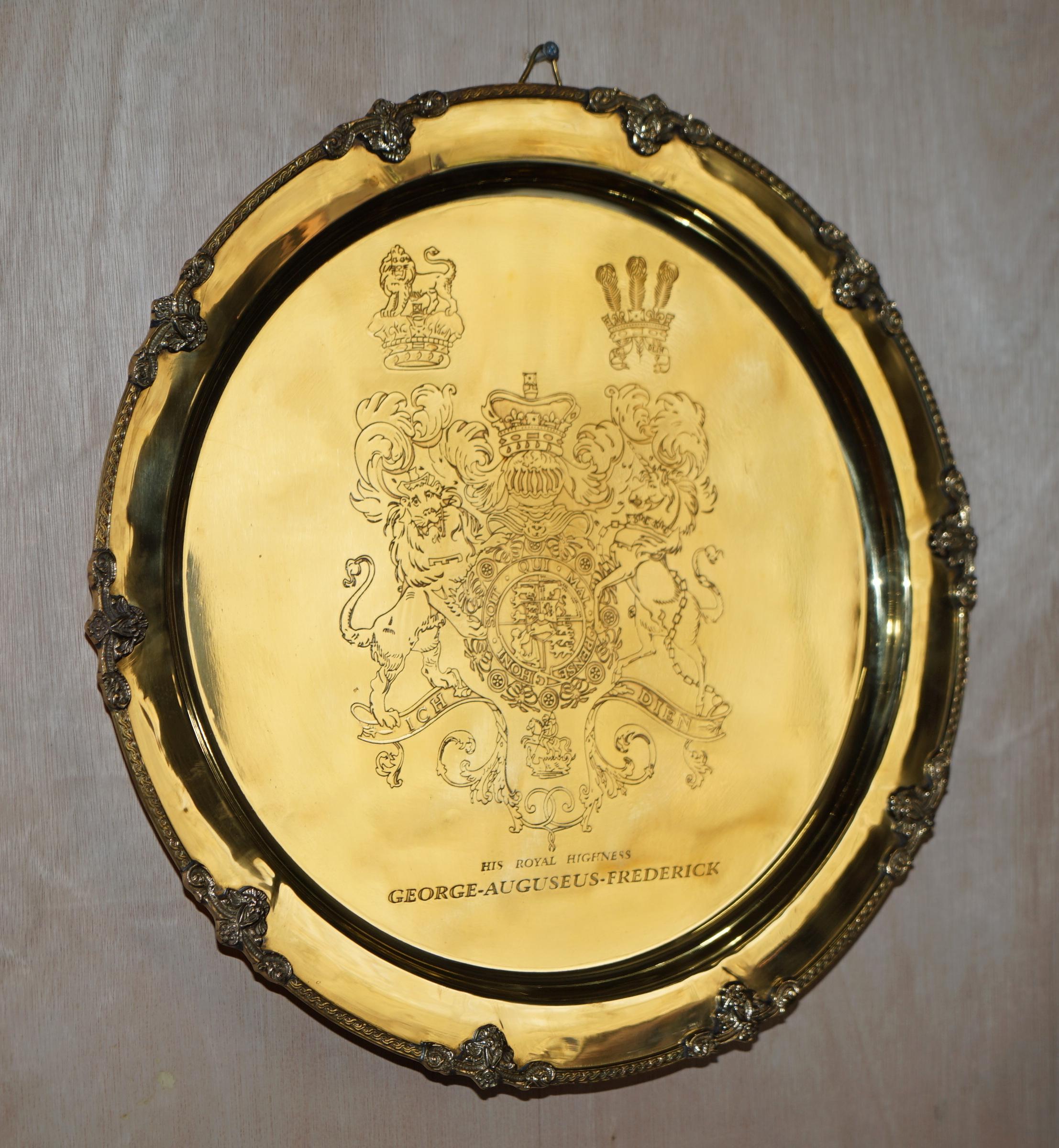 1 of 4 King George Auguseue Frederick Arms Gilt Sterling Silver Plated Trays For Sale 2