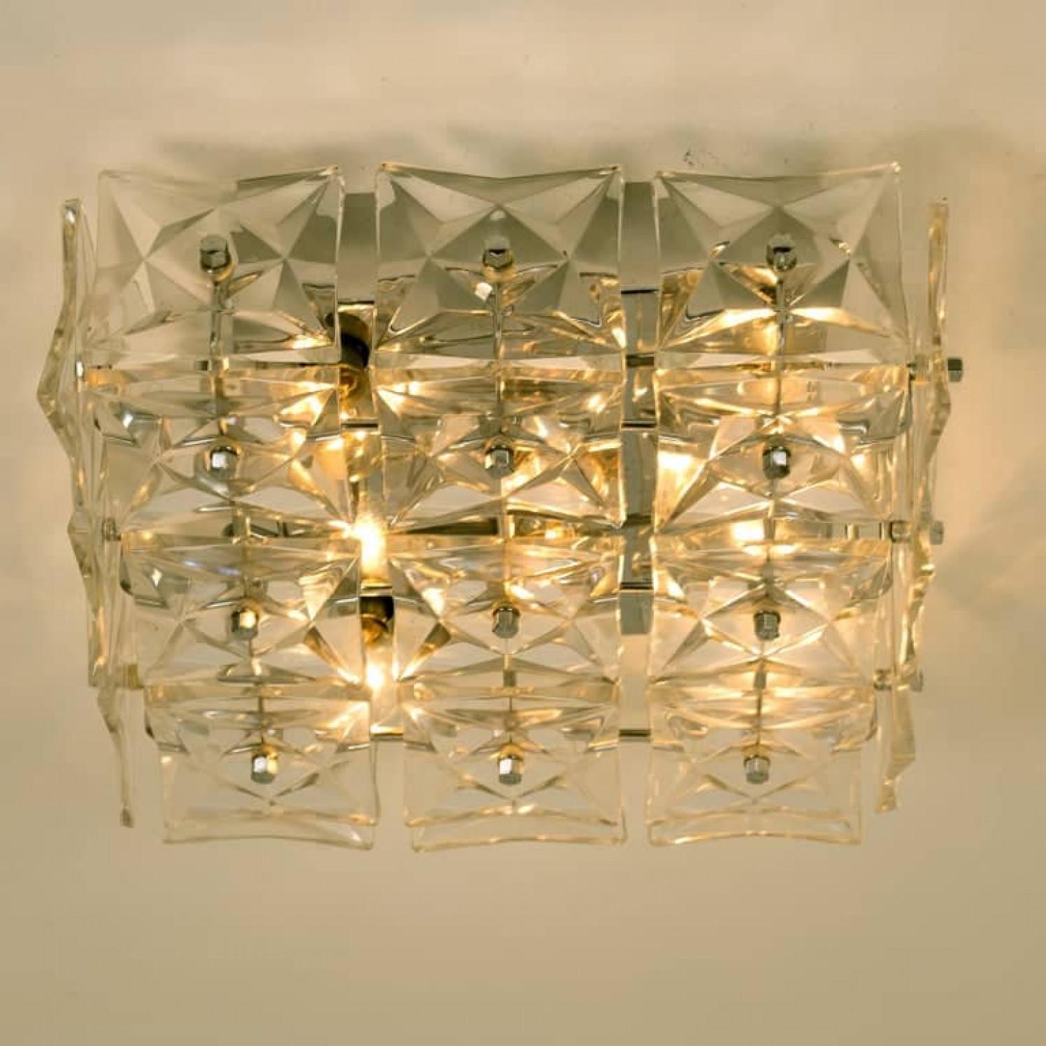 1 von 5 Kinkeldey Wall Lights/Flushmounts, Nickel-Kristallglas, 1970er Jahre (Moderne der Mitte des Jahrhunderts) im Angebot