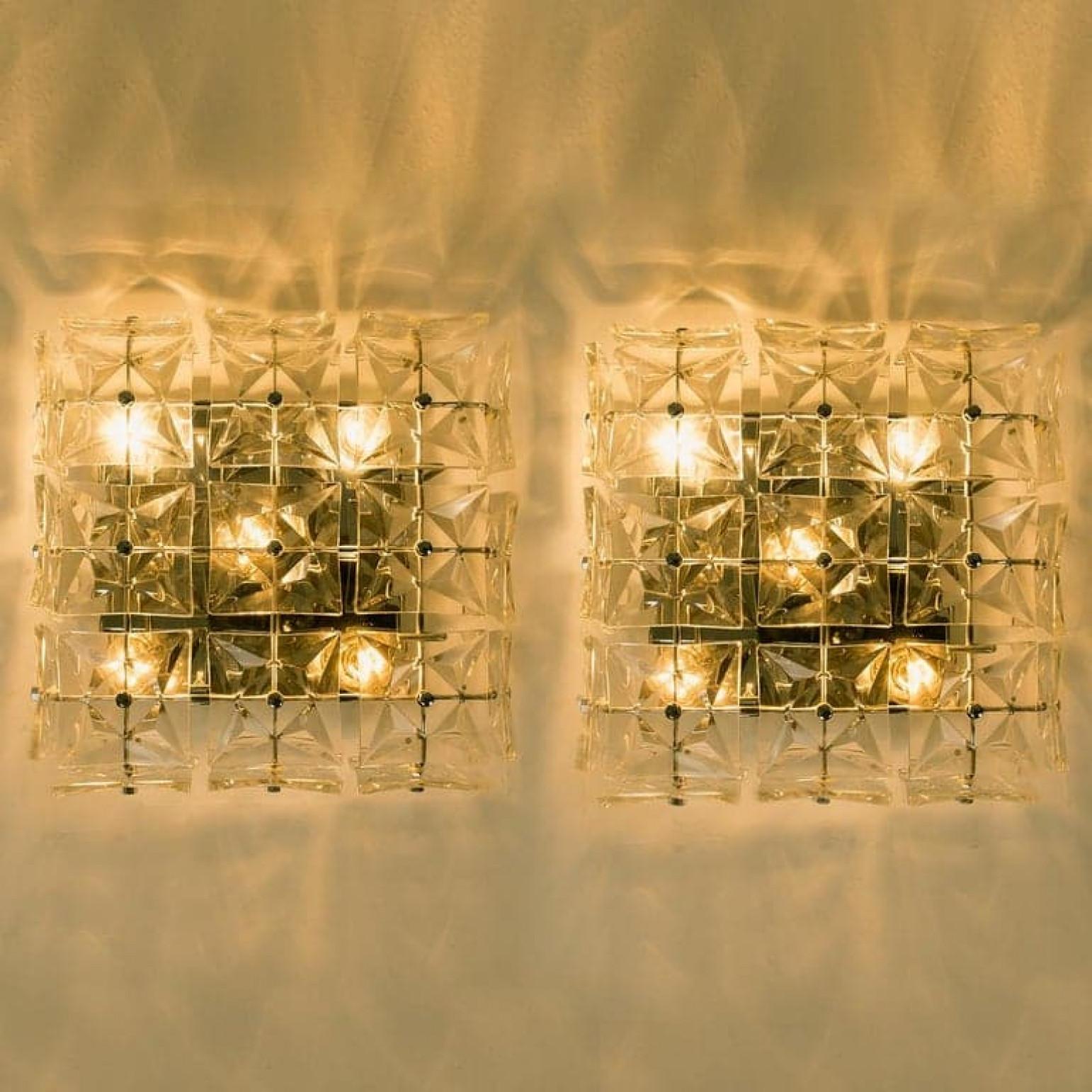 1 de 5 Apliques o Flushmounts Kinkeldey, Cristal de níquel, años 70 Moderno de mediados de siglo en venta