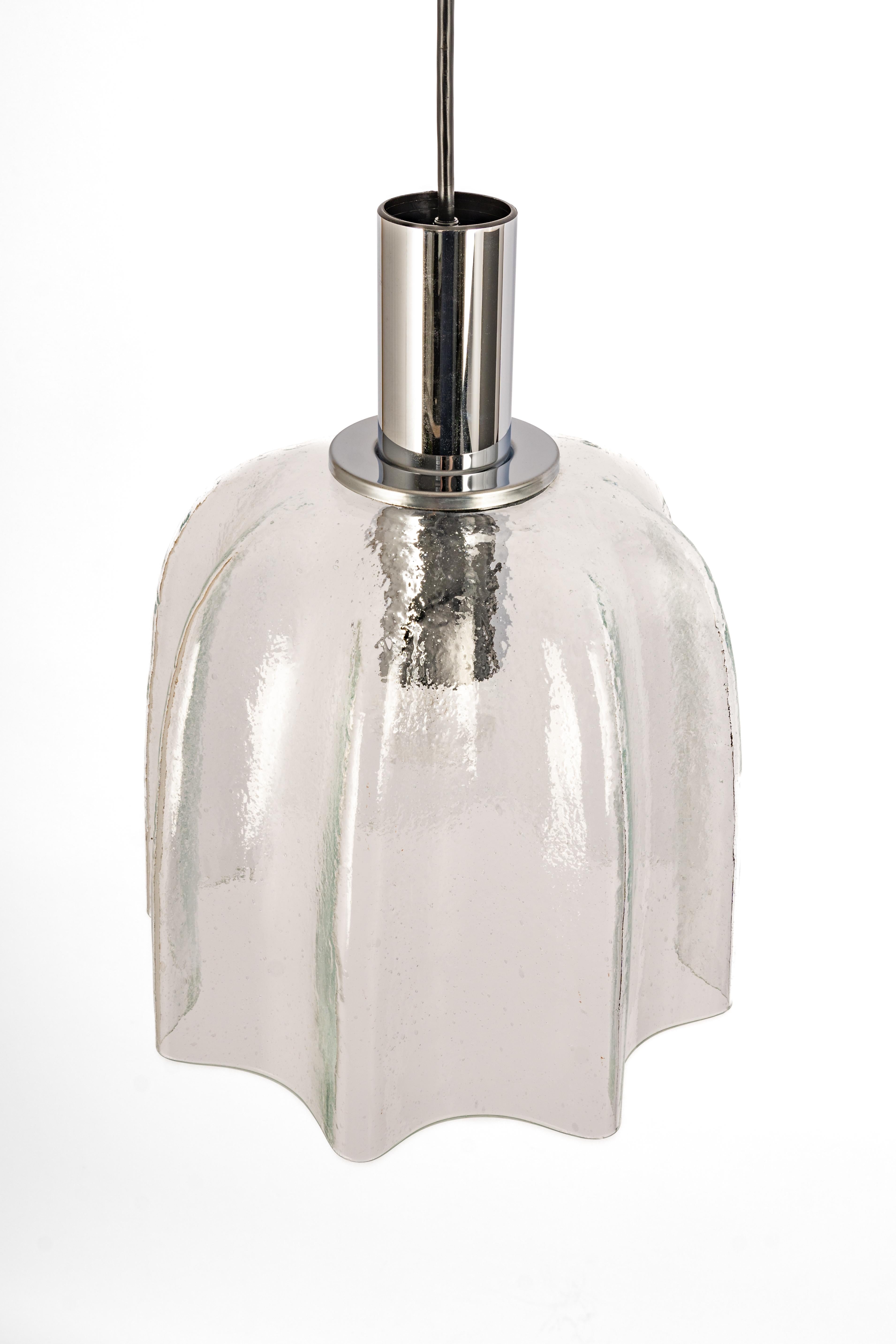 1 of 5 Large Glass Pendant Lights by Limburg, Germany, 1970s For Sale 5
