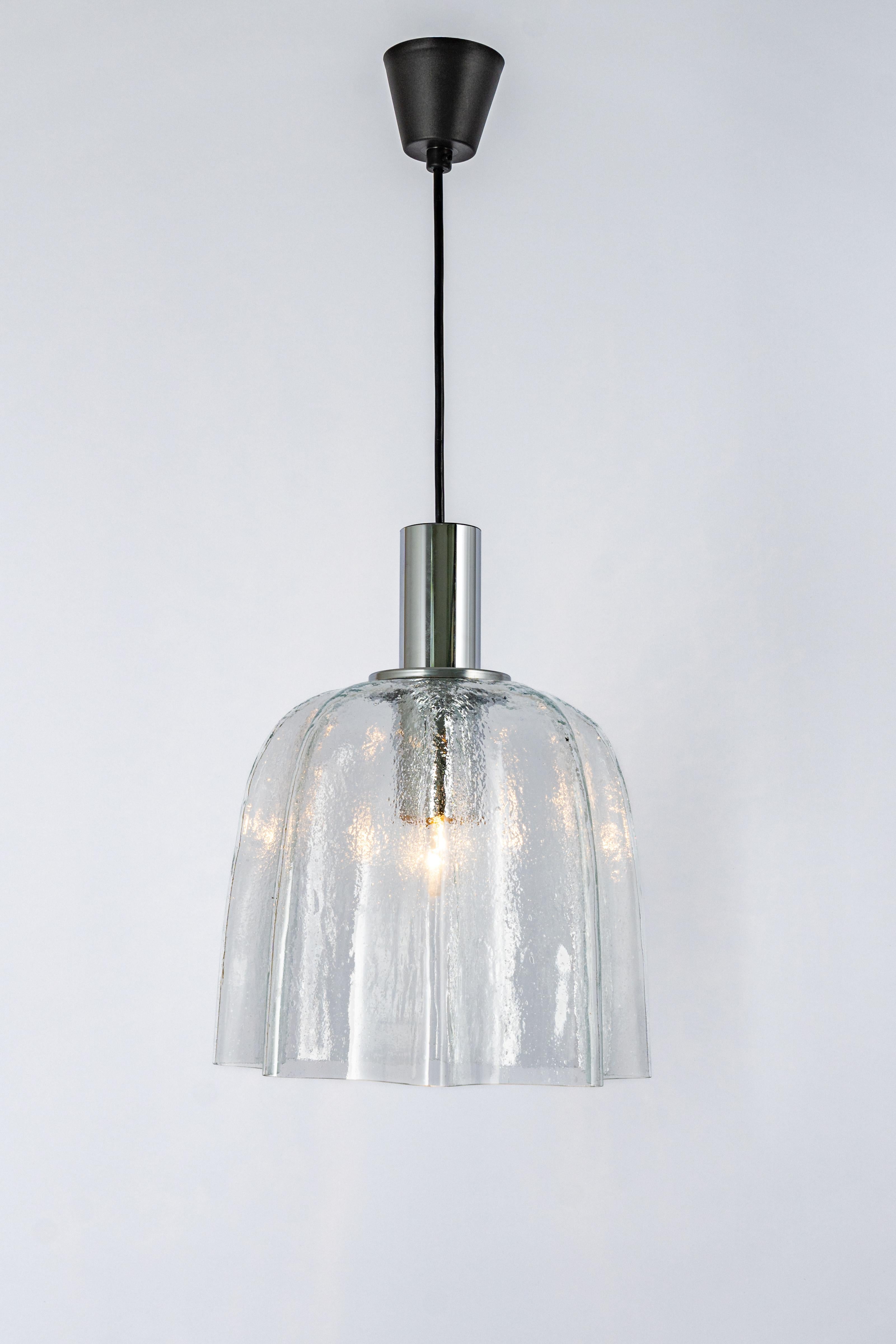 1 of 5 Large Glass Pendant Lights by Limburg, Germany, 1970s For Sale 6