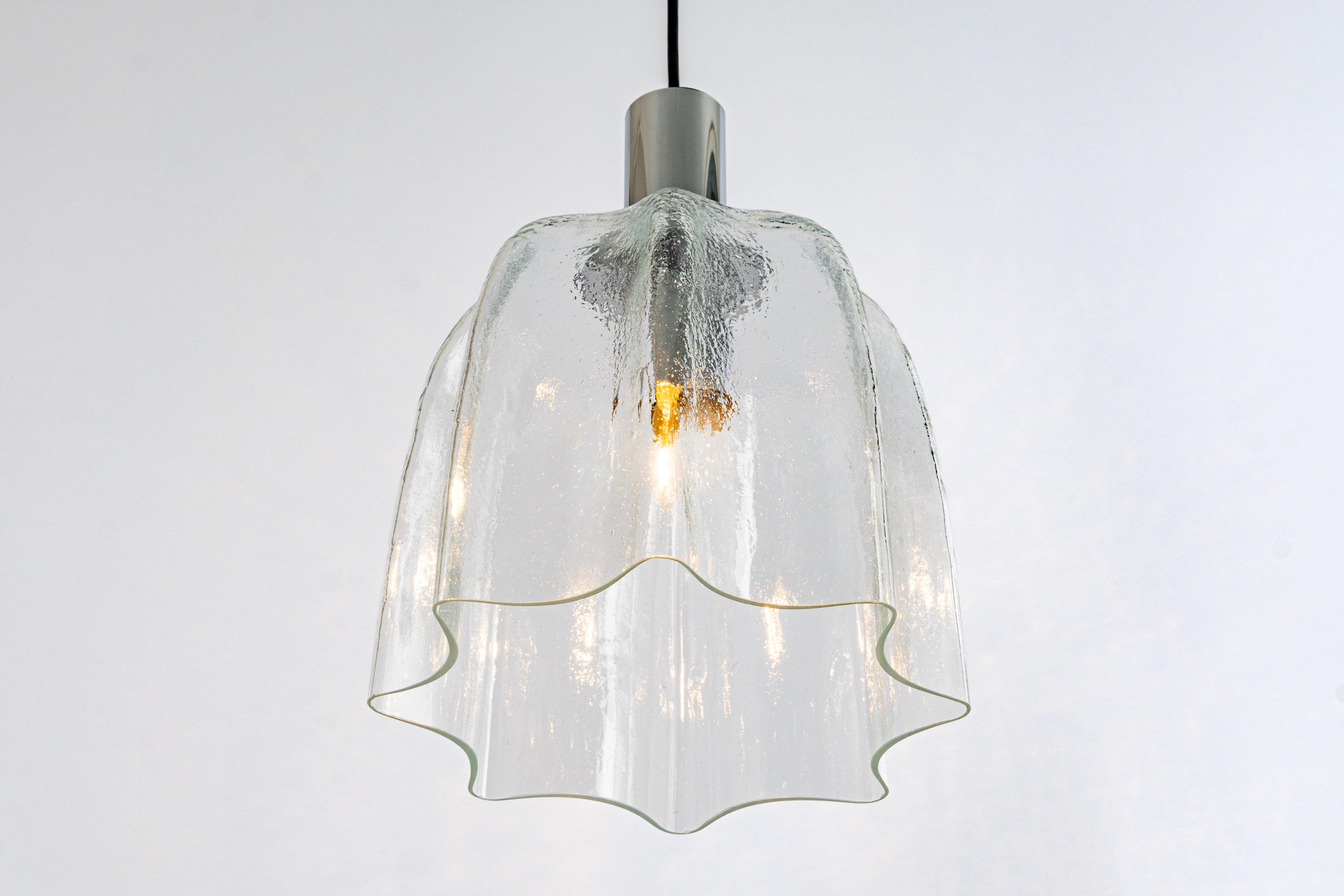Mid-Century Modern 1 of 5 Large Glass Pendant Lights by Limburg, Germany, 1970s For Sale