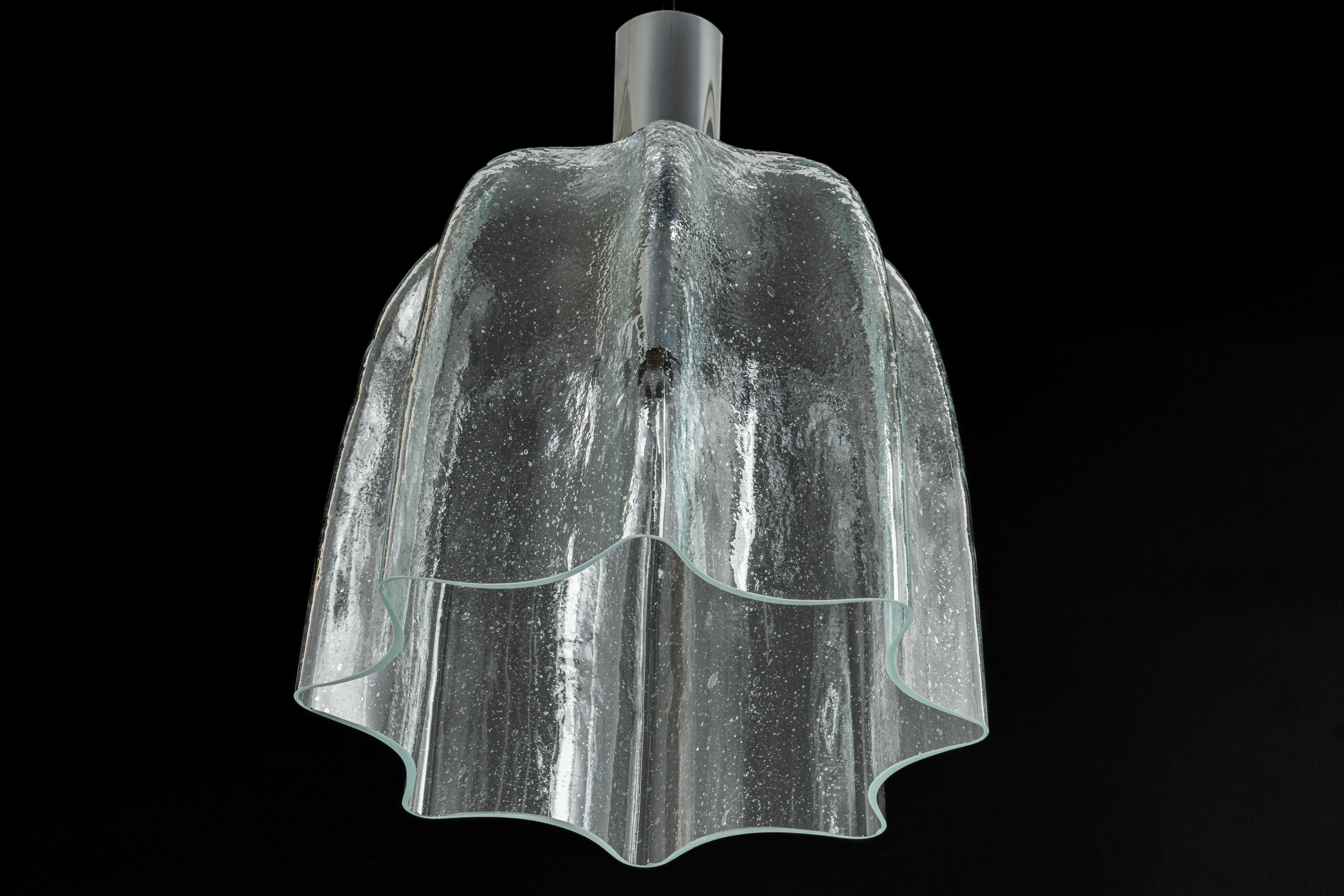 Murano Glass 1 of 5 Large Glass Pendant Lights by Limburg, Germany, 1970s For Sale