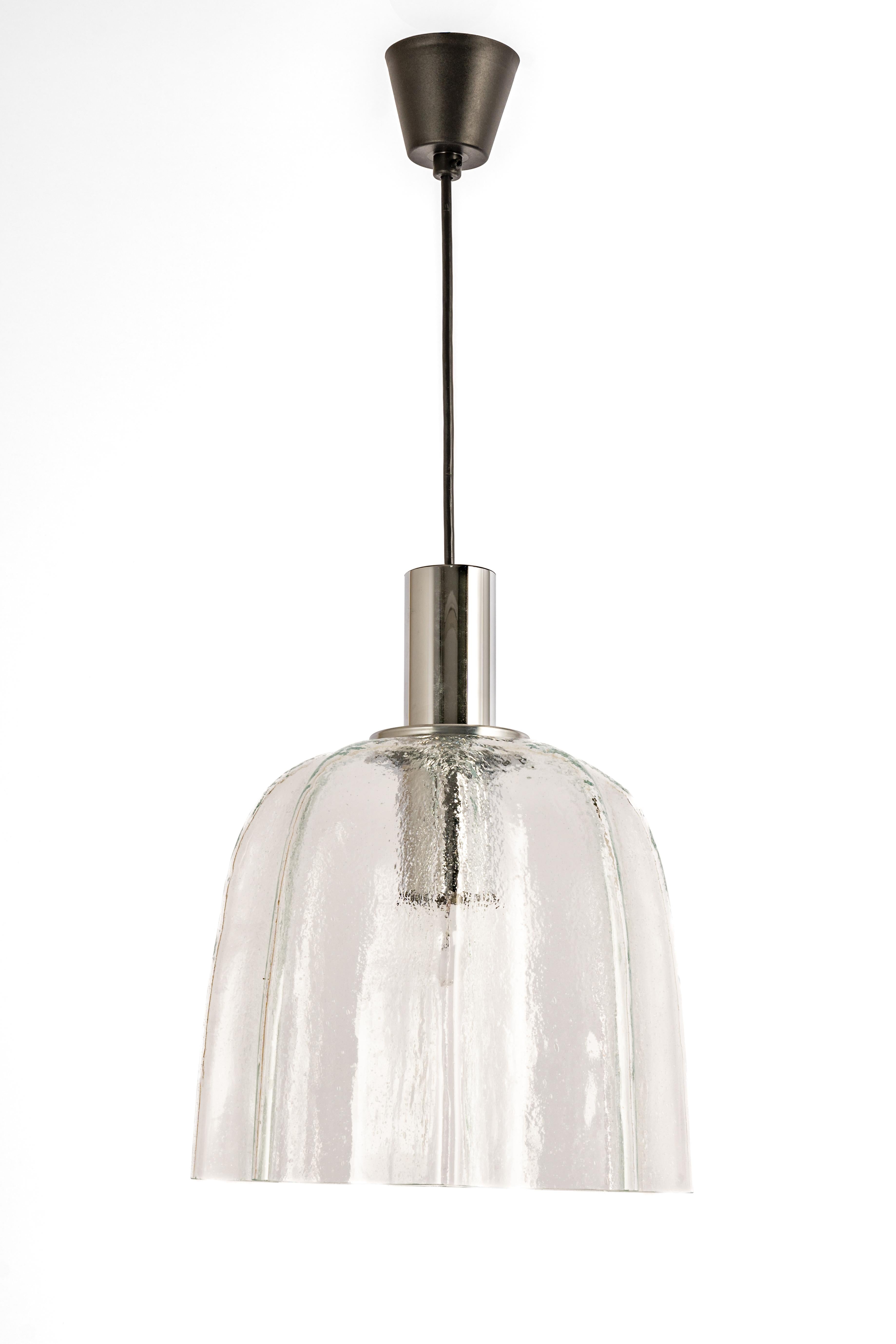 1 of 5 Large Glass Pendant Lights by Limburg, Germany, 1970s For Sale 1