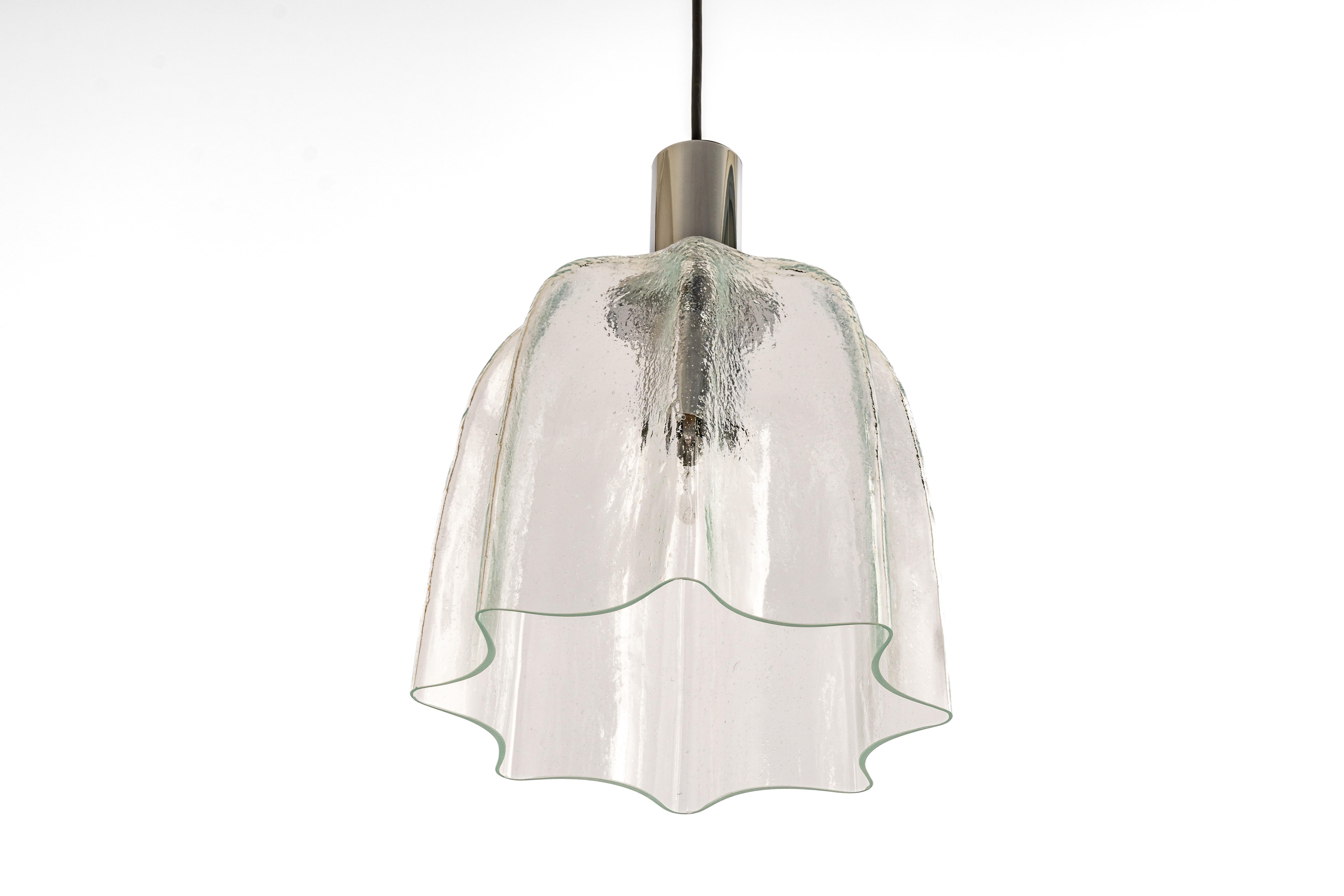 1 of 5 Large Glass Pendant Lights by Limburg, Germany, 1970s For Sale 2