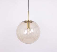 1 of 5 Large Limburg Brass with Smoked Glass Ball Pendant, Germany, 1970s