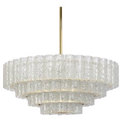 1 of 5 Grande lampadario Doria di metà secolo, vetro ghiaccio, 1960, Germania