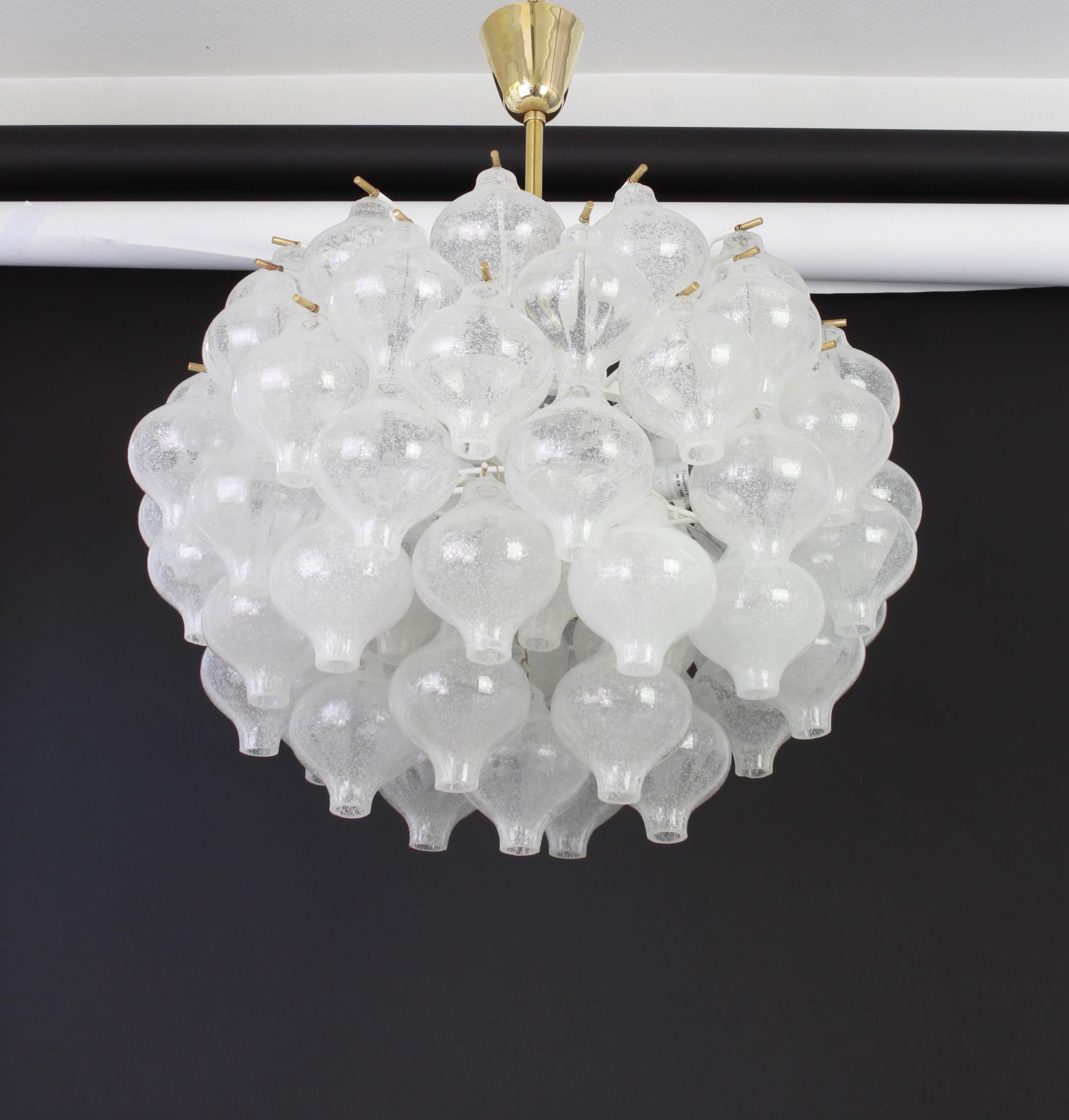 Mid-20th Century 1 of 5 Large Tulipan Glass Chandelier by Kalmar, Austria, 1960s For Sale