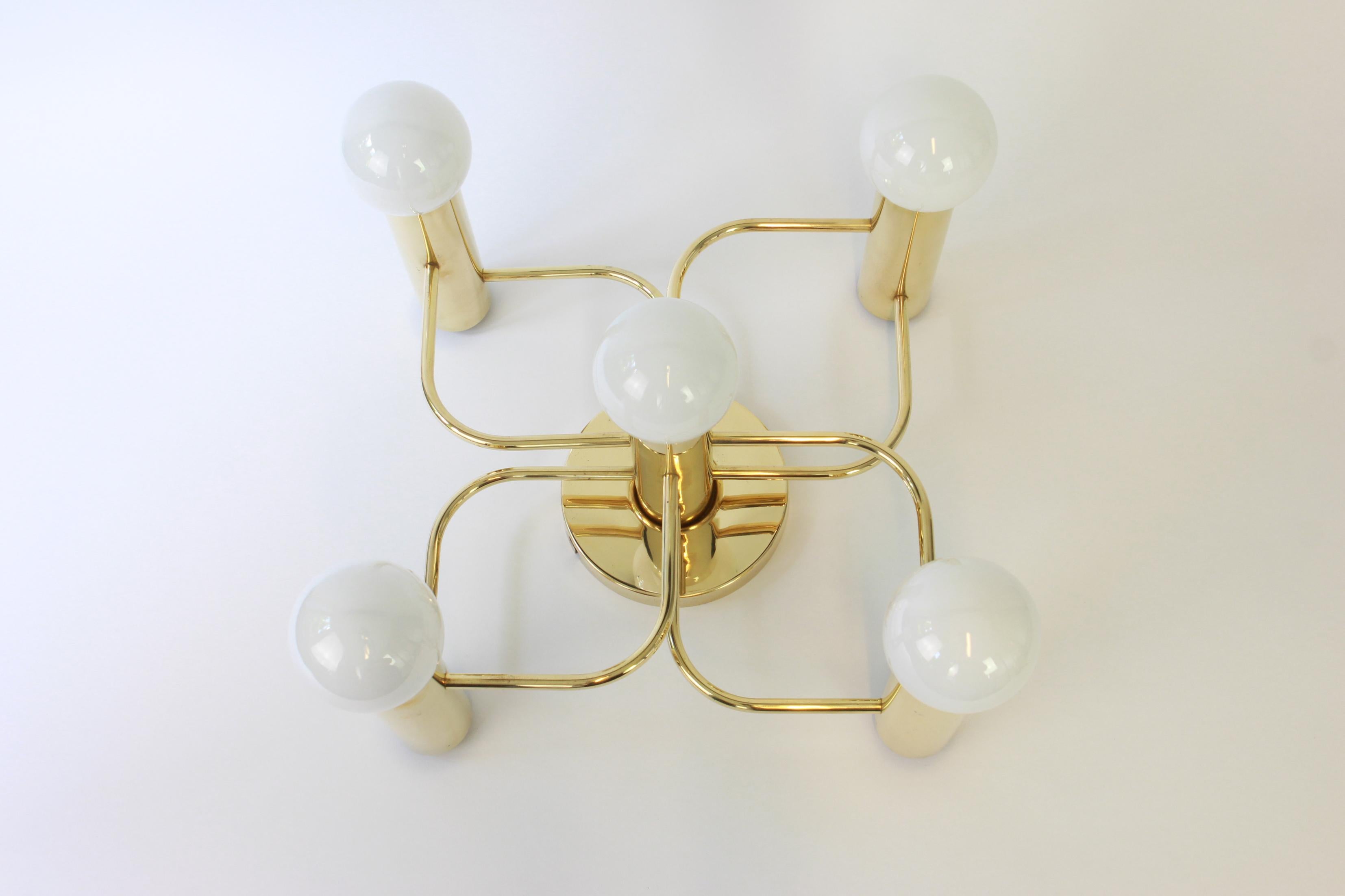 1 of 5 Leola Flushmount Sciolari Light Fixture Dark Brass, Germany, 1980s For Sale 1