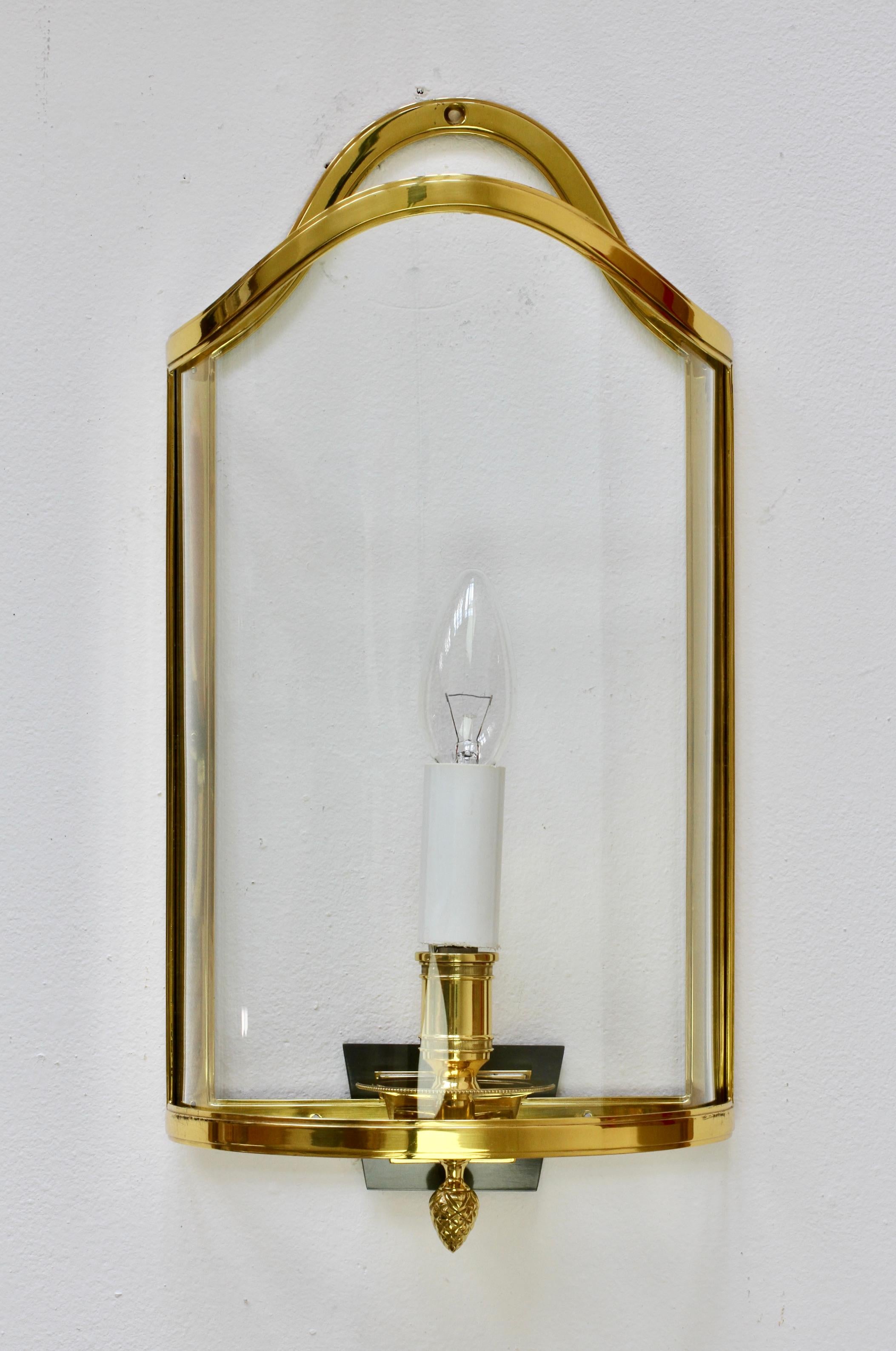 1 of 5 Maison Jansen Style Polished Brass Sconces by Vereinigte Werkstätten For Sale 11