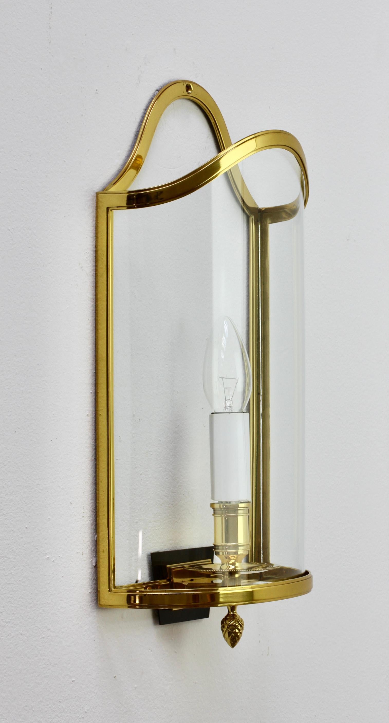 1 of 5 Maison Jansen Style Polished Brass Sconces by Vereinigte Werkstätten For Sale 2
