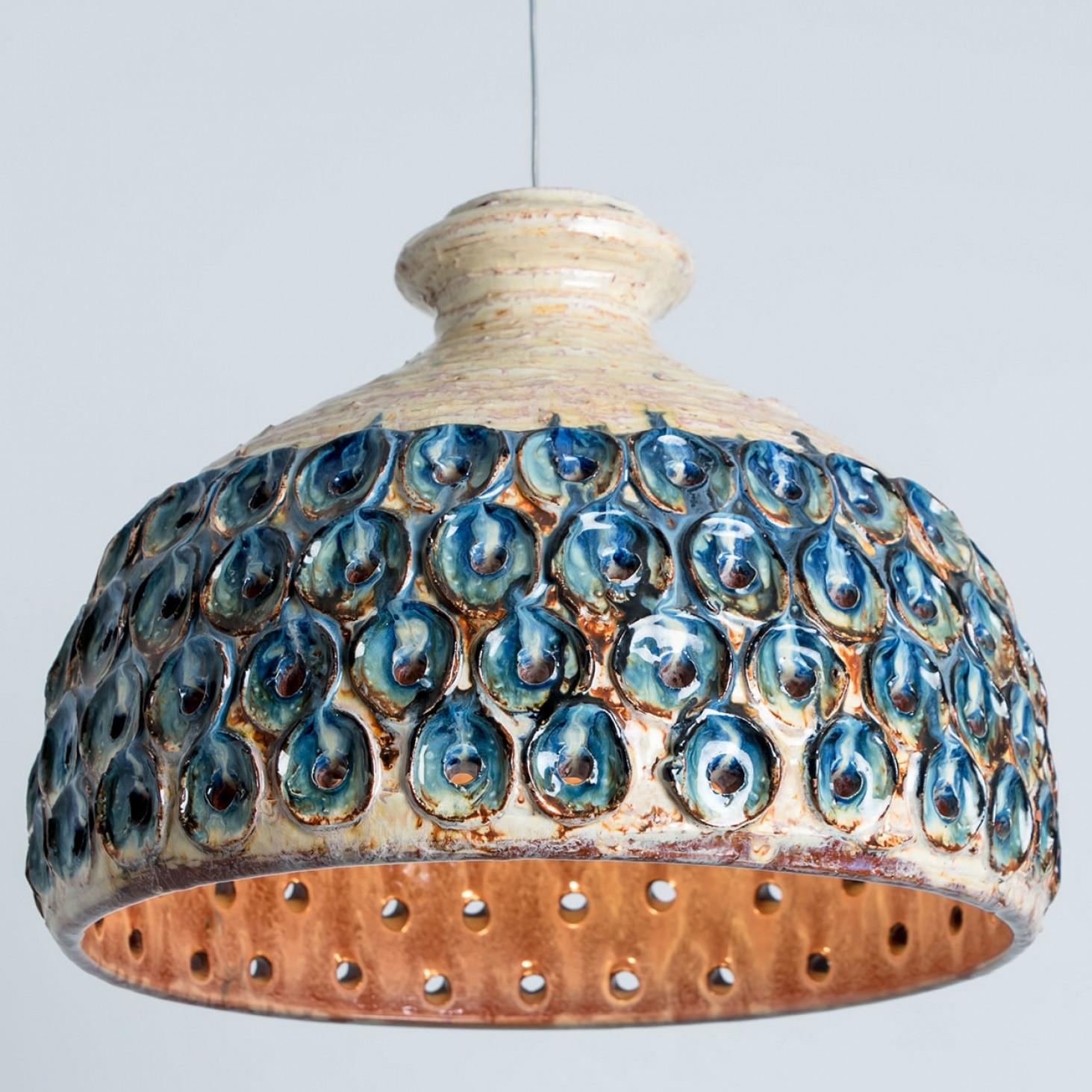 1 of 5 Mixed Ceramic Pendant Lights, Denmark, 1970 For Sale 3