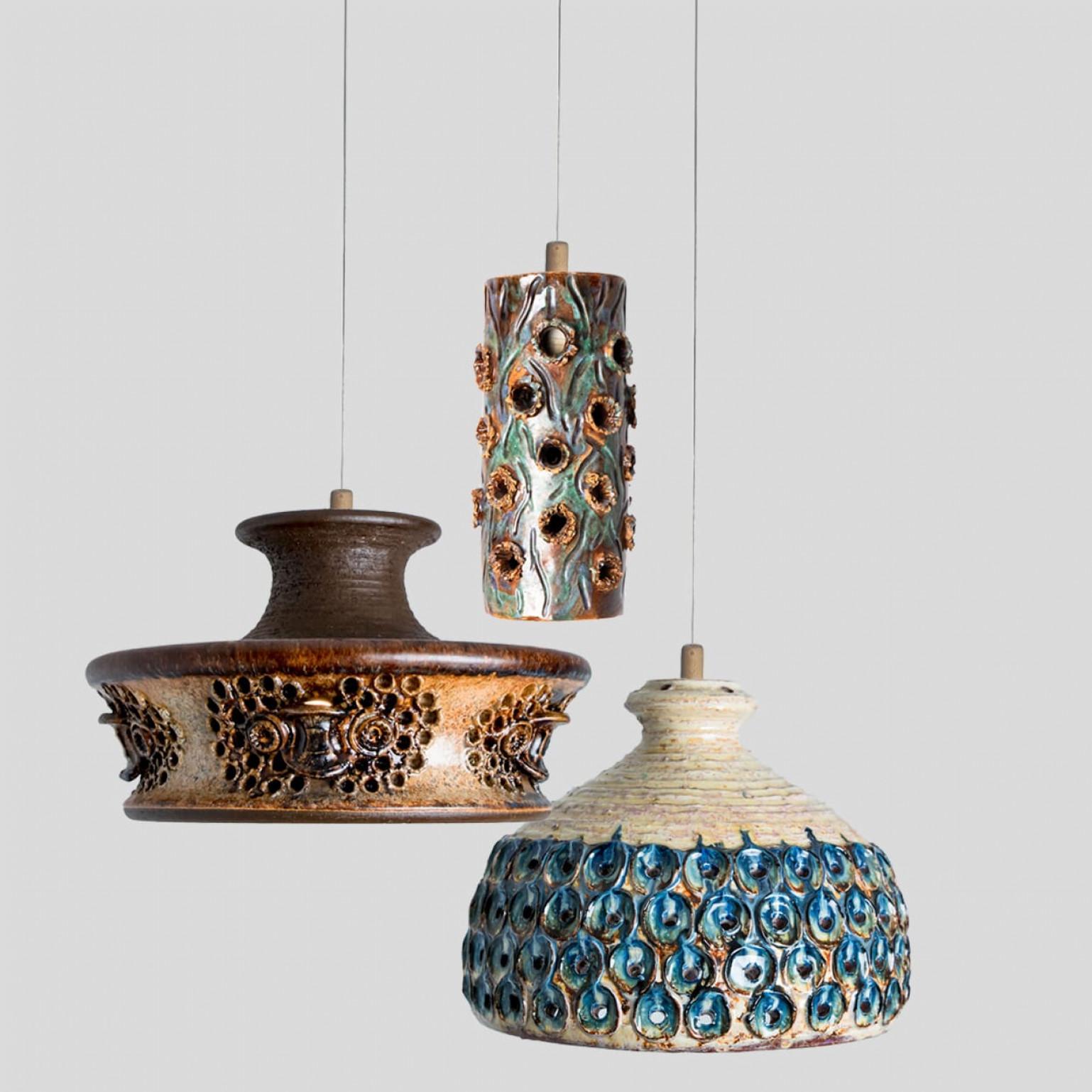 1 of 5 Lampade a sospensione in ceramica mista, Danimarca, 1970 in vendita 8