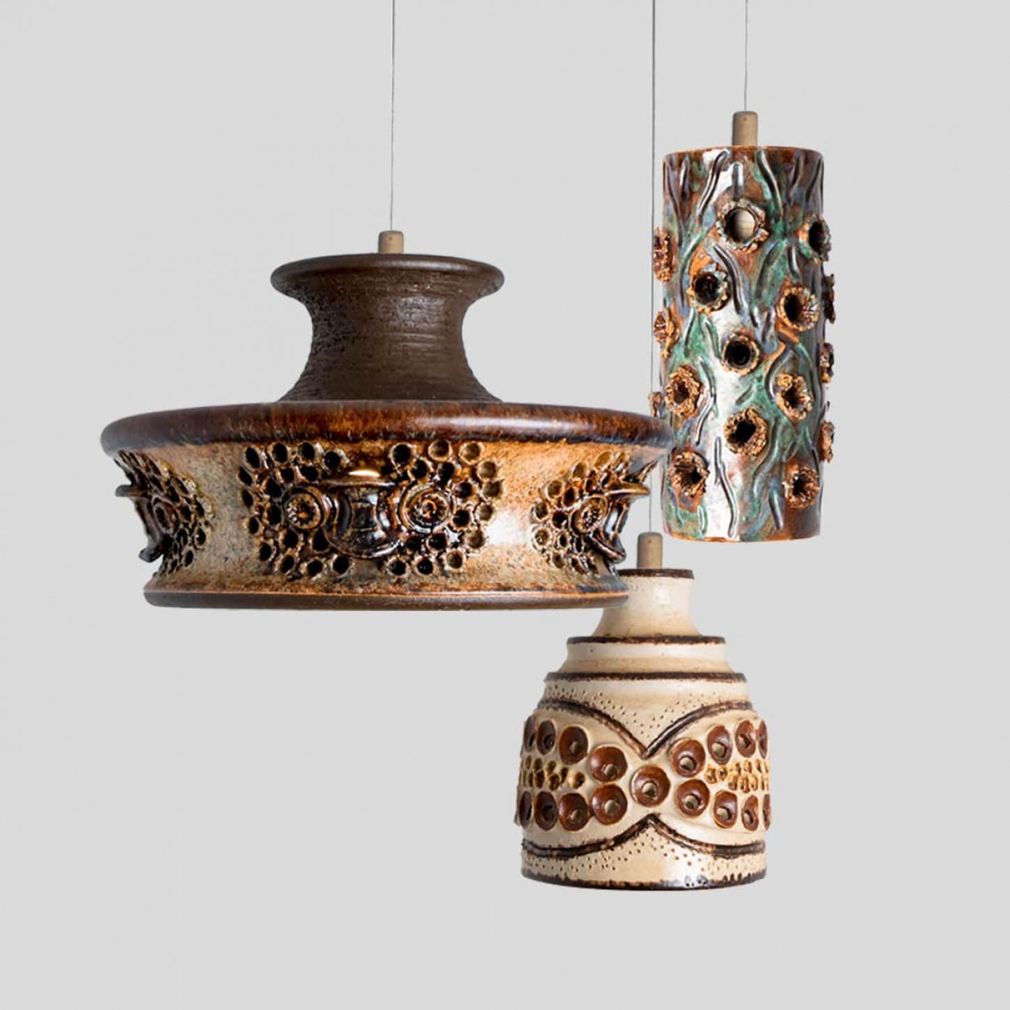 1 of 5 Lampade a sospensione in ceramica mista, Danimarca, 1970 in vendita 9