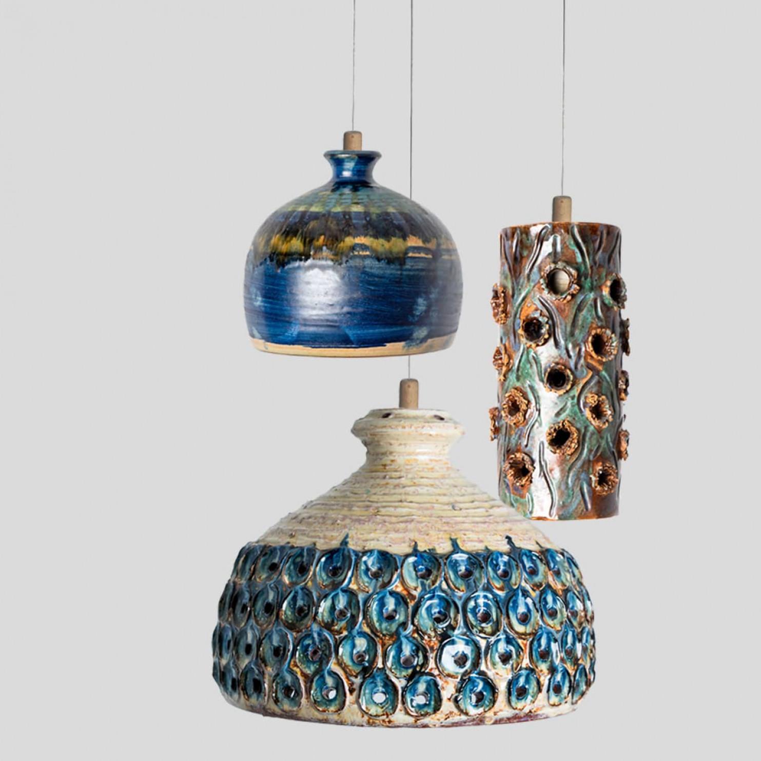 1 of 5 Lampade a sospensione in ceramica mista, Danimarca, 1970 in vendita 10