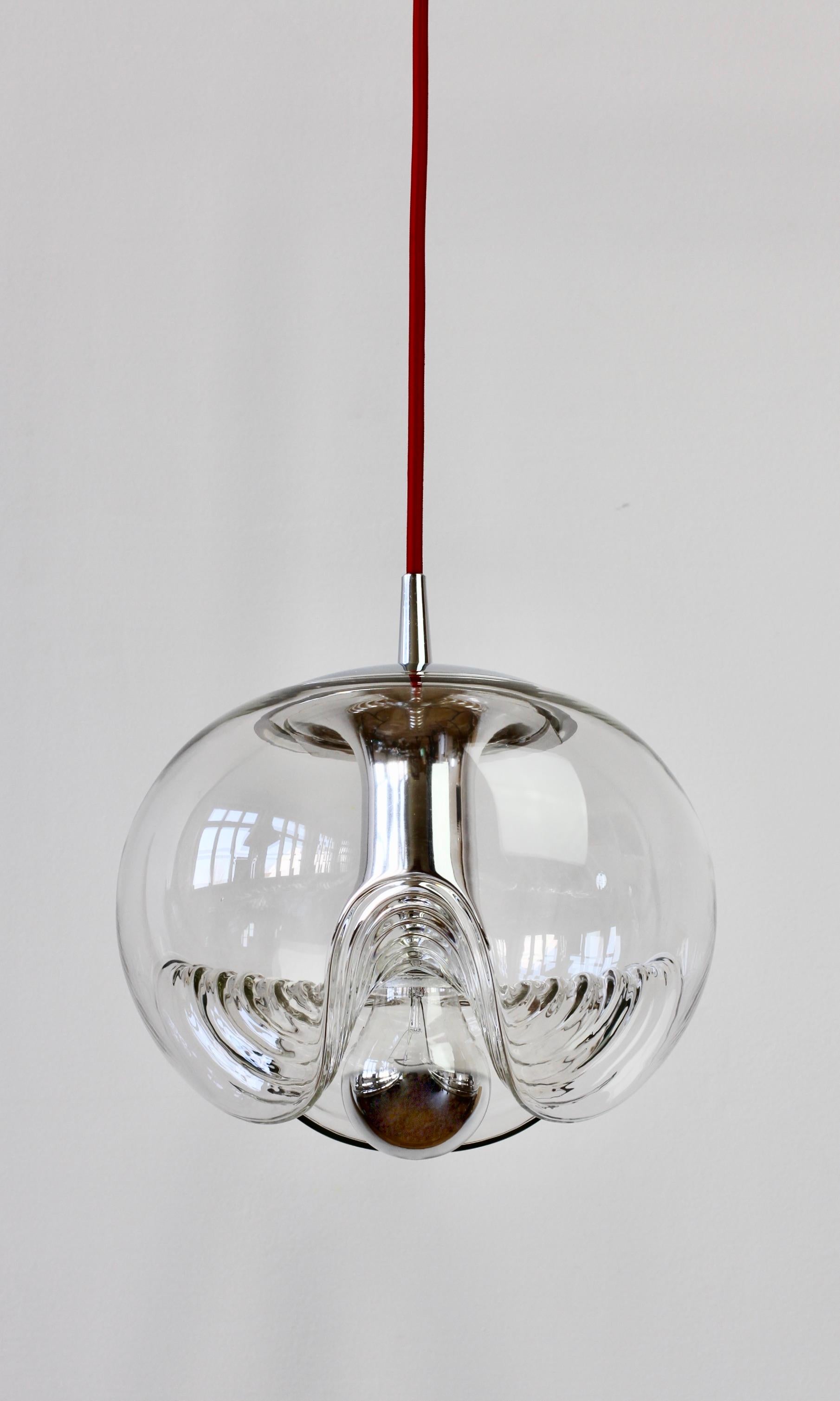 One of a set of five vintage midcentury pendant lights / lamp fixtures designed by Peill and Putzler in the 1970s. This is an absolutely Classic piece of design - often referred to as 