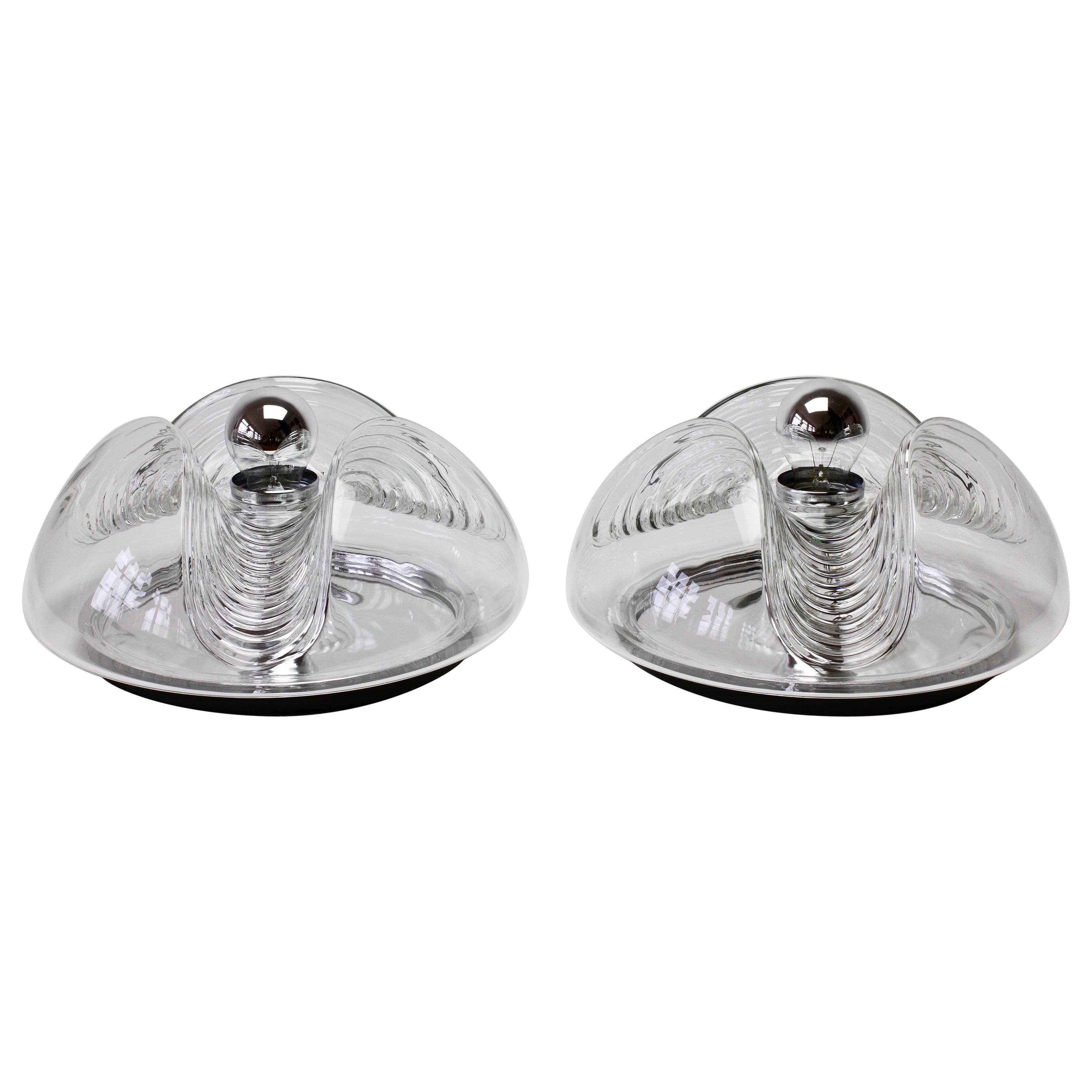 Pair of Peill & Putzler Extra Large 1970s Vintage Biomorphic Wall Sconces Lights