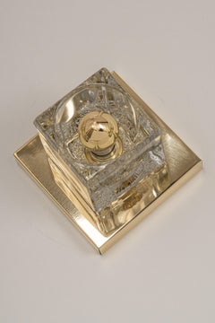 1 of 3 Petite Crystal Glass Brass Wall Sconces by Peill & Putzler, Germany 1970s