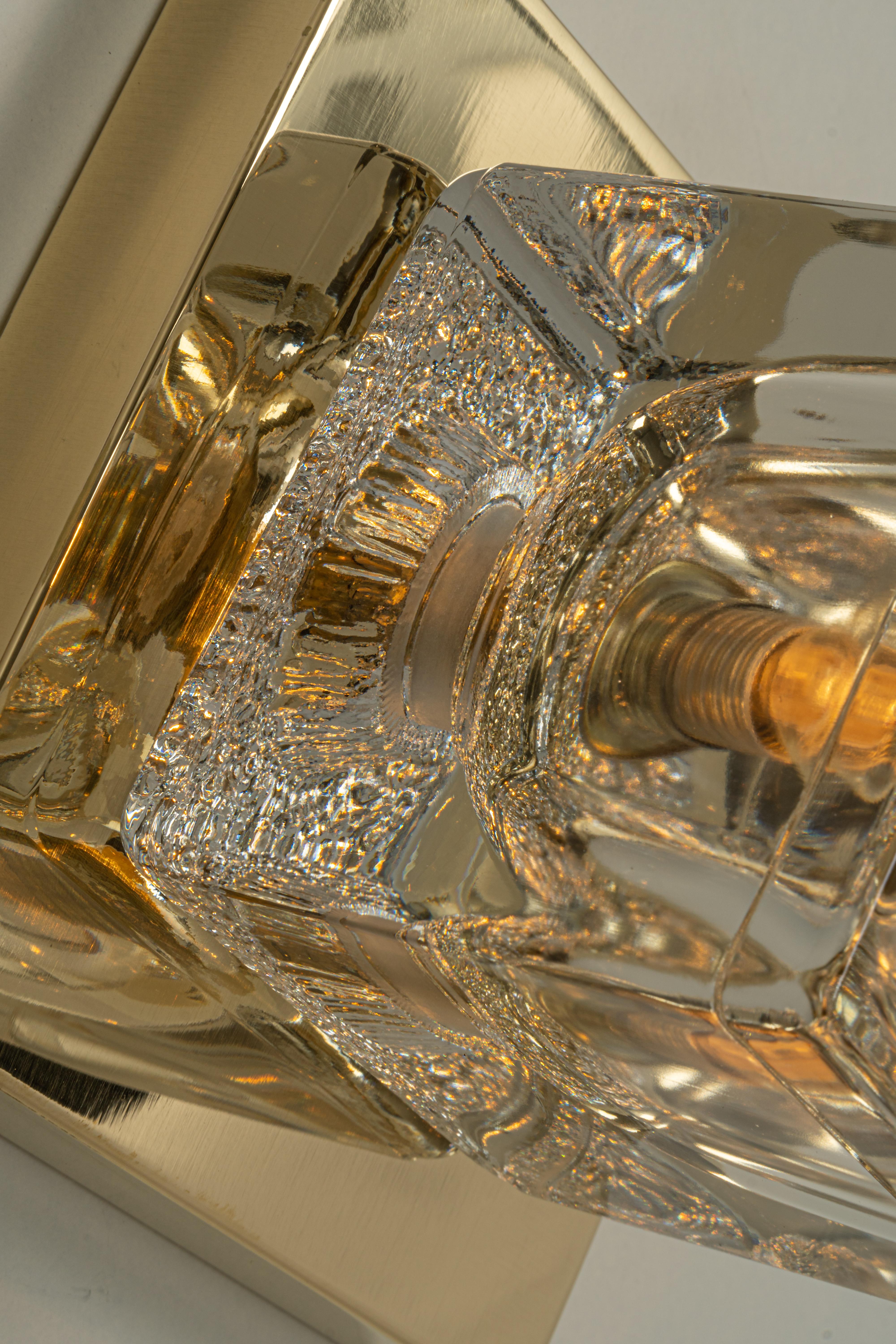 1 of 5 Petite Crystal Glass Brass Wall Sconces by Peill & Putzler, Germany 1970s For Sale 1
