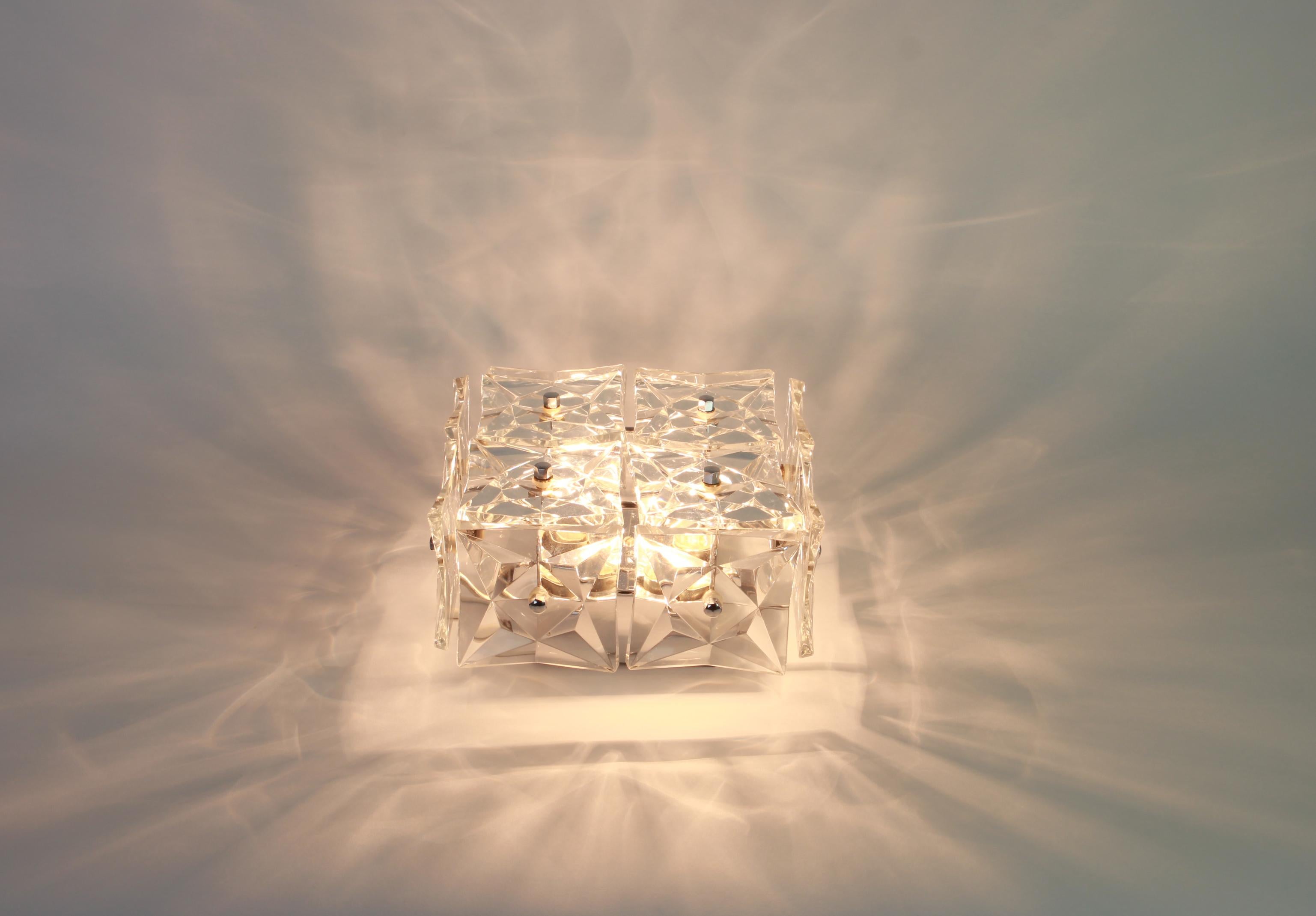 1 of 5 Petite Flushmount Faceted Crystal Light Wall light by Kinkeldey, Germany For Sale 6