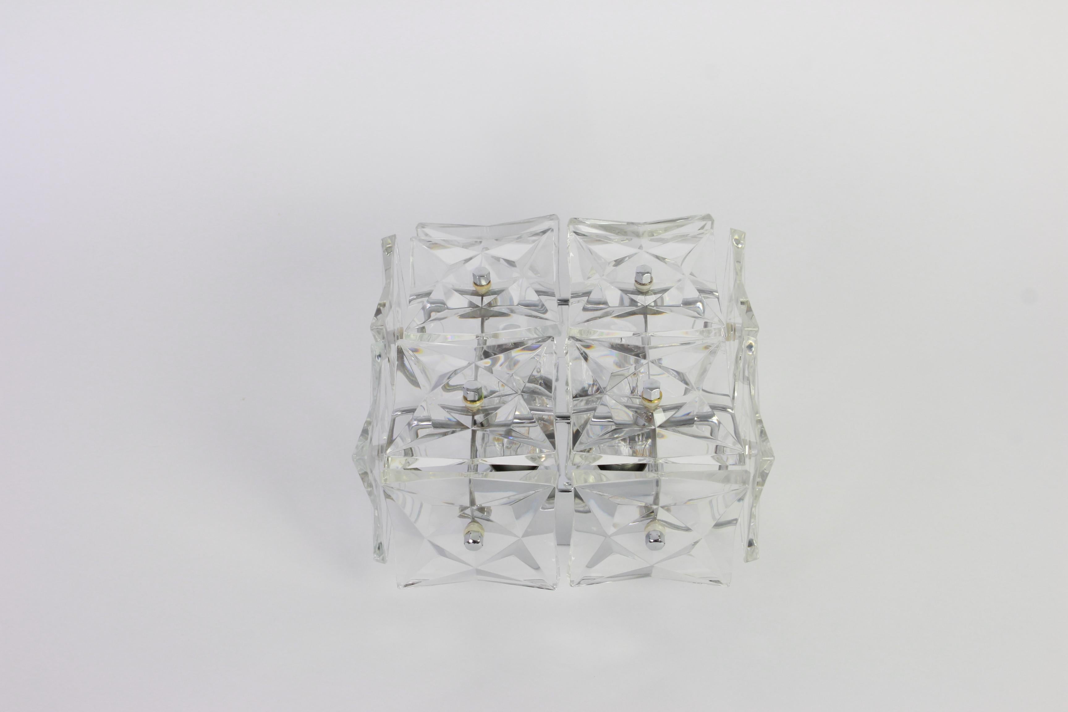 1 of 5 Petite Flushmount Faceted Crystal Light Wall light by Kinkeldey, Germany For Sale 3