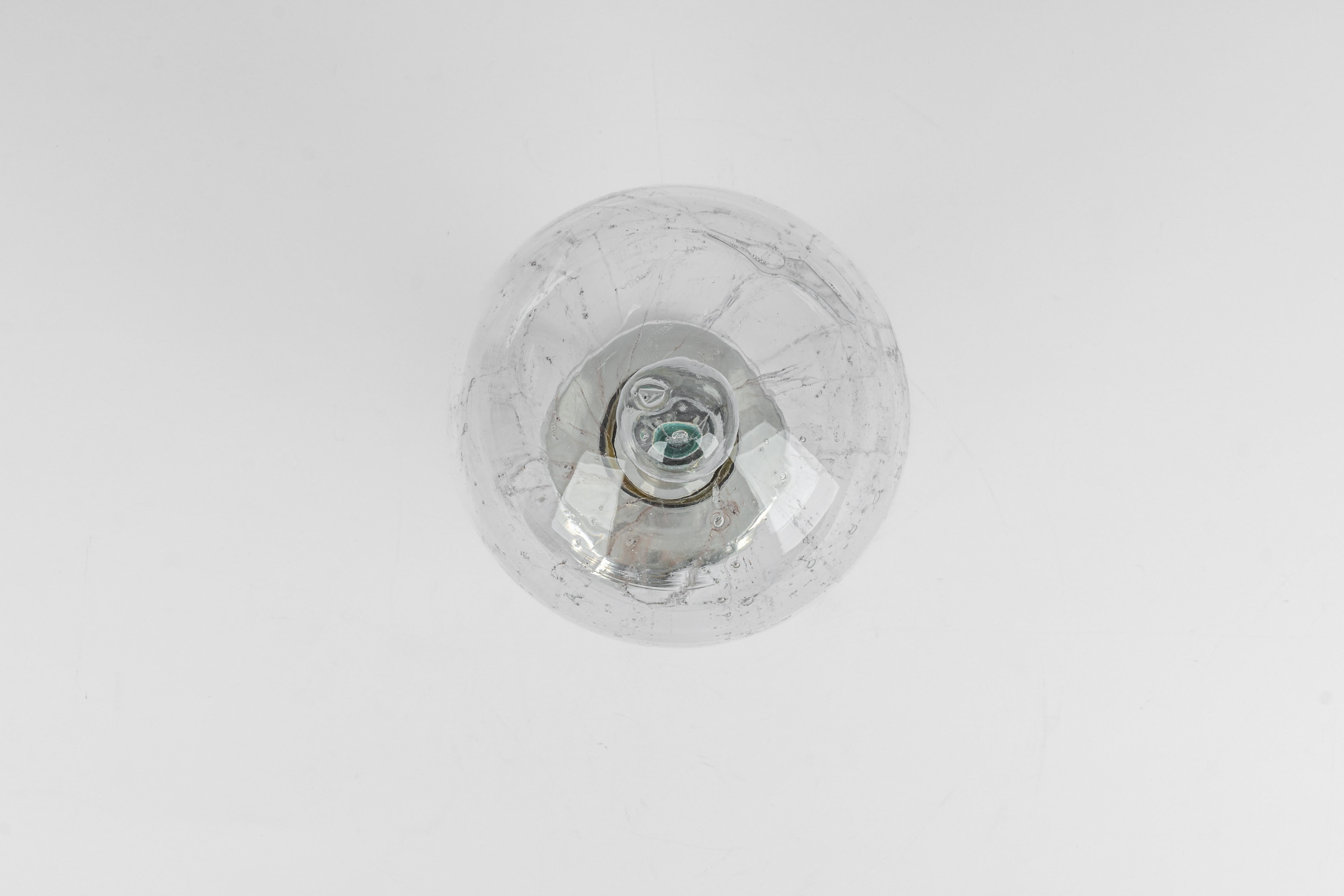 Late 20th Century 1 of 5 Petite Murano Ball Flush Mount / Wall Light by Doria, Germany, 1970s For Sale