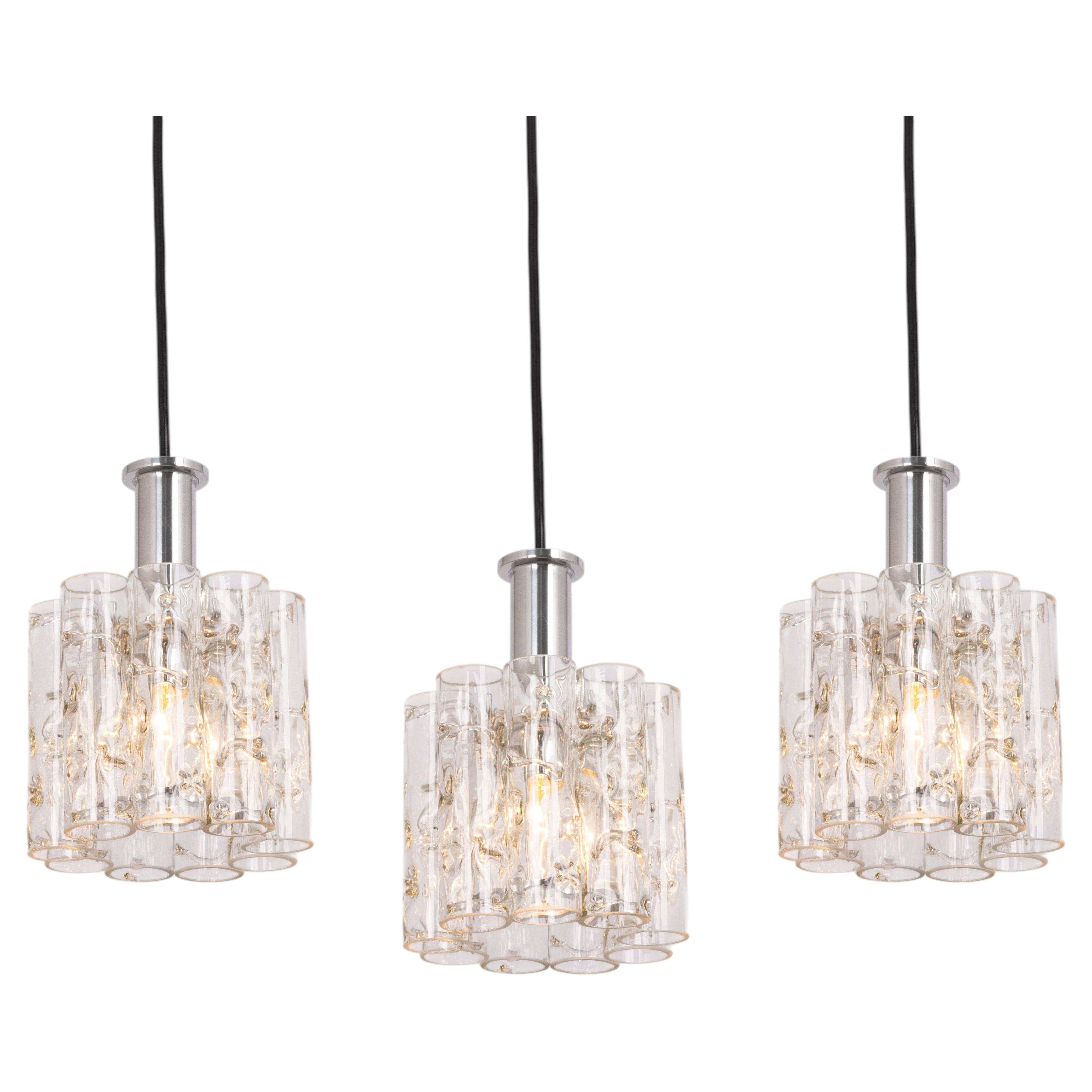 1 of 5 Petite Murano Tubes Pendant Lights by Doria, 1970s For Sale
