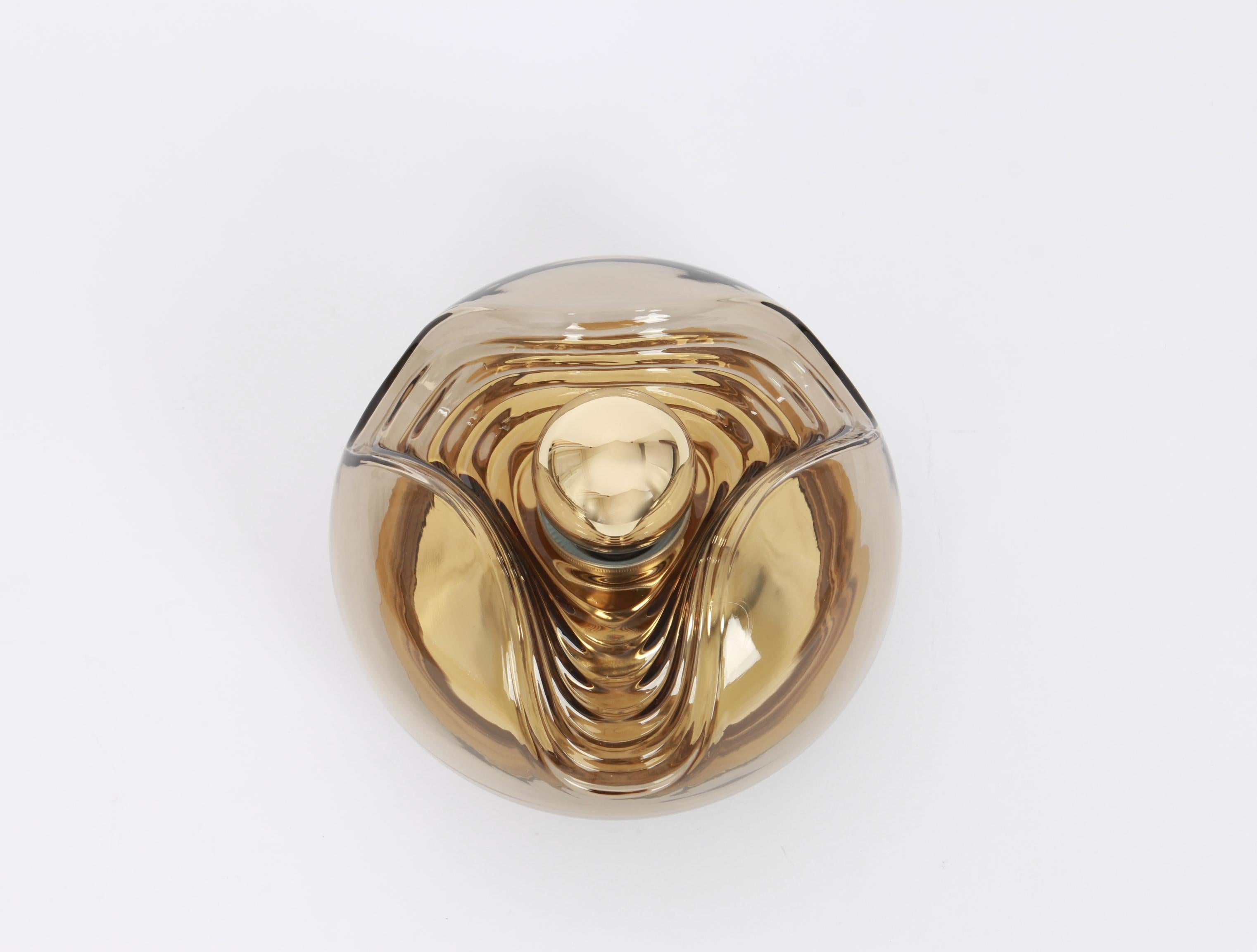 Smoked Glass 1 of 5 Petite Wall Sconces Koch & Lowy by Peill & Putzler, Germany, 1970s For Sale
