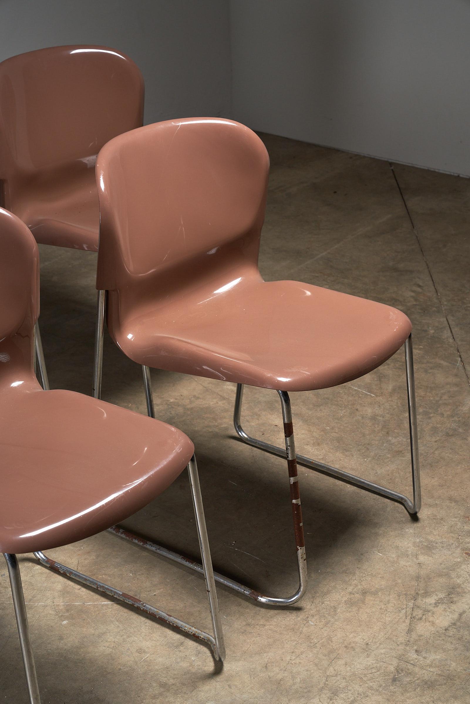 1 von 5 SM-Schwingstühlen von Gerd Lange für  Drabert, 1970er Brown Stapelstühle im Angebot 1