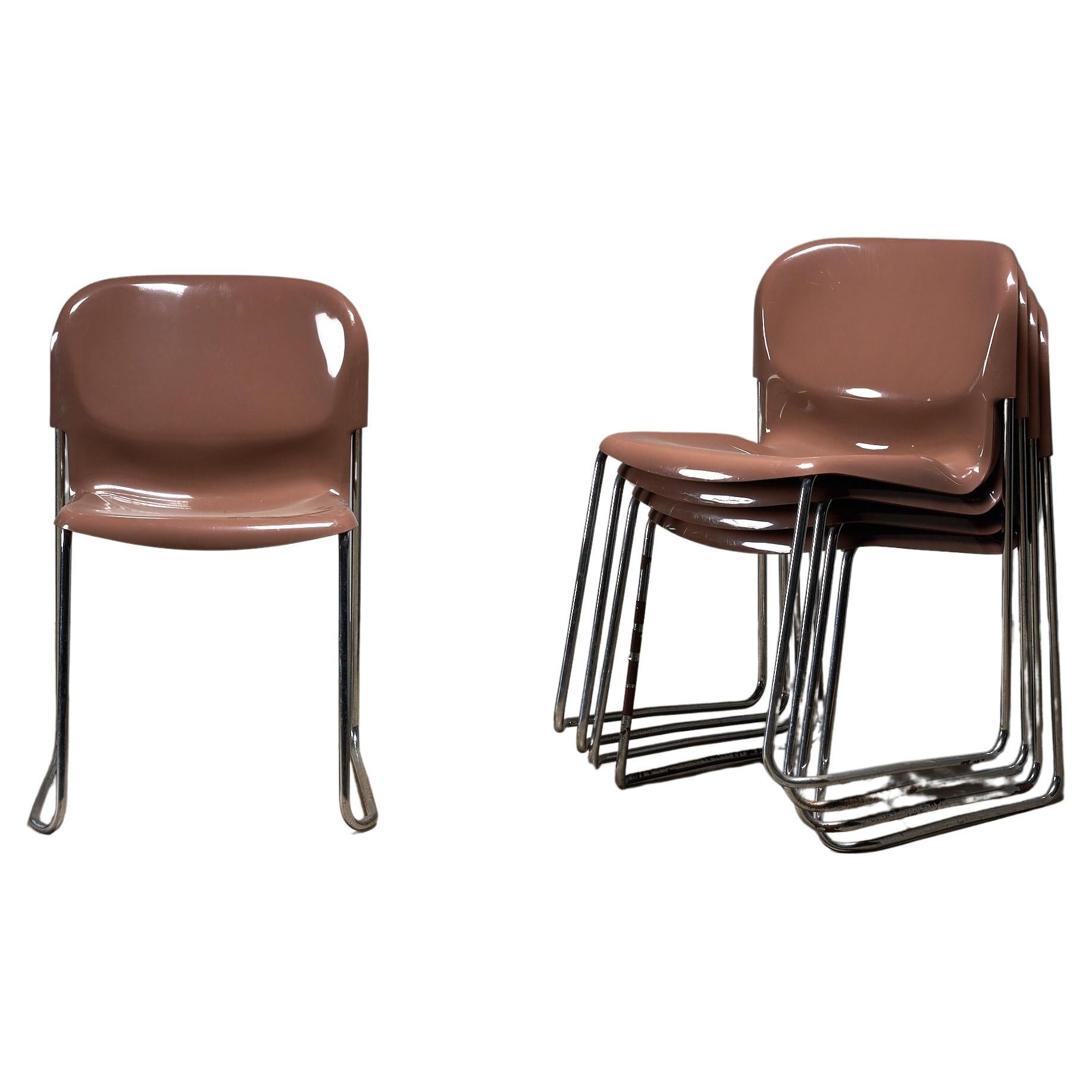 1 of 5 SM Swing Chairs by Gerd Lange for  Drabert, 1970s Brown Stacking Chairs