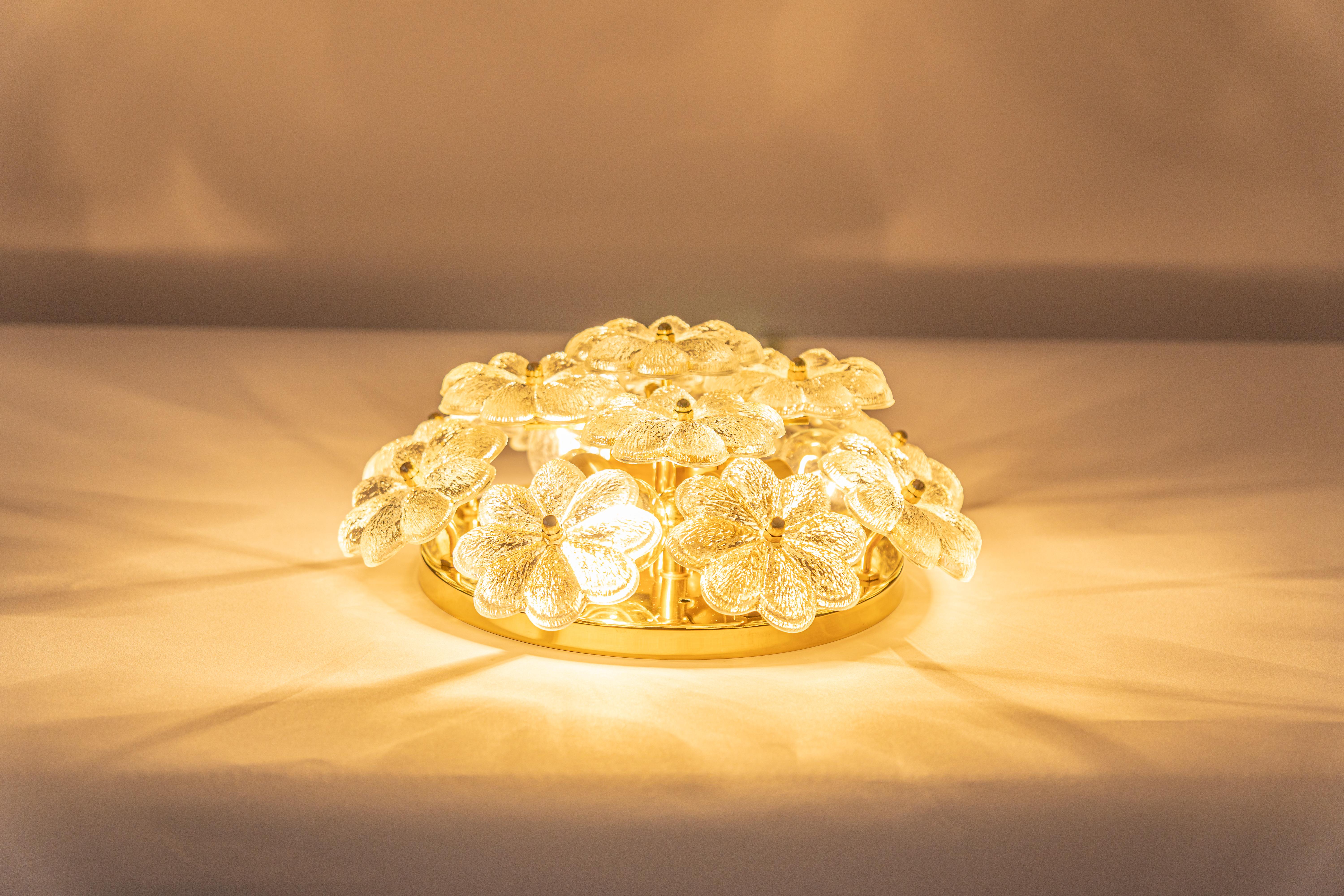 1 of 5 Stunning Petite Glass Flower Wall Light by Ernst Palme, Germany, 1970s For Sale 4