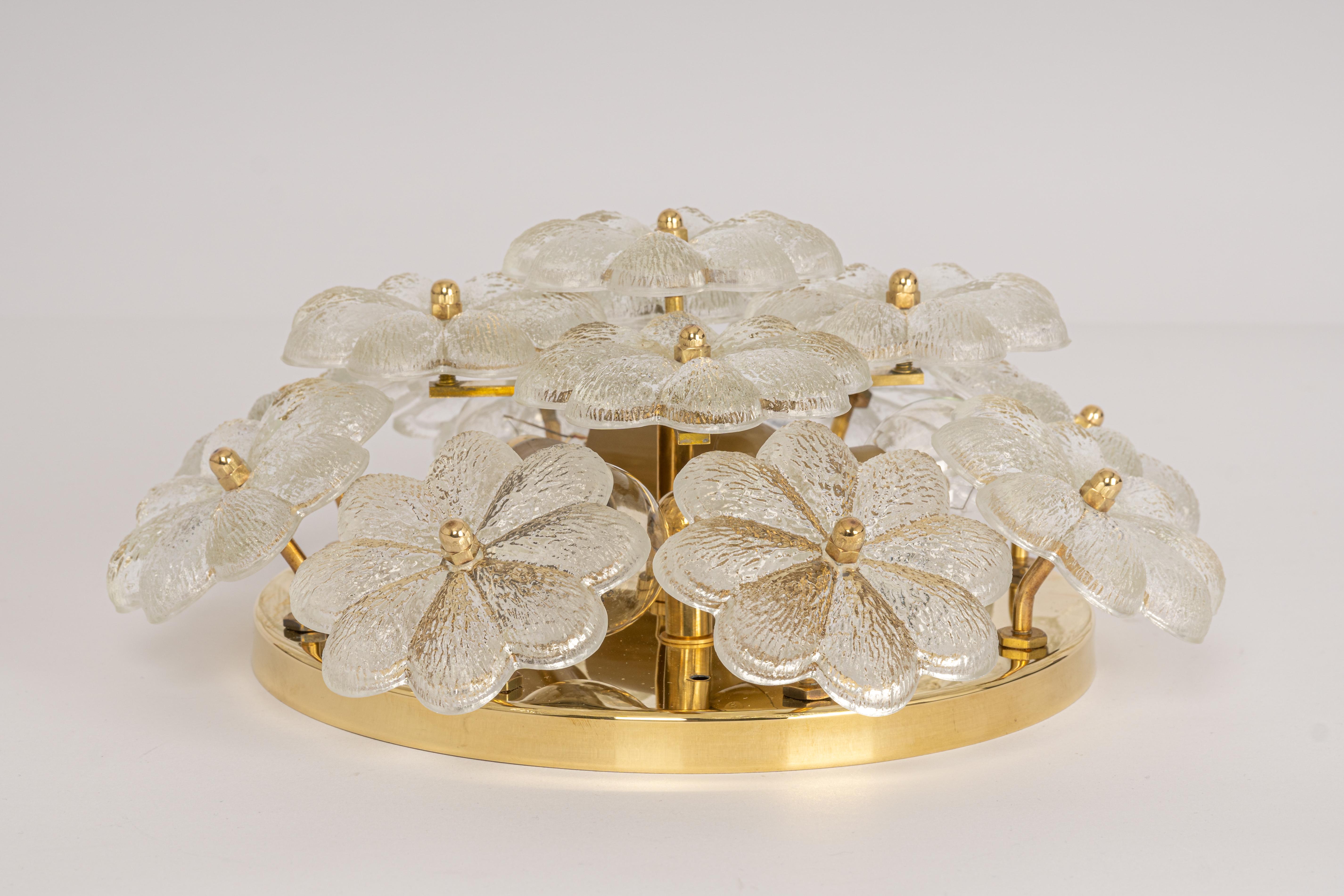 Mid-Century Modern 1 of 5 Stunning Petite Glass Flower Wall Light by Ernst Palme, Germany, 1970s For Sale