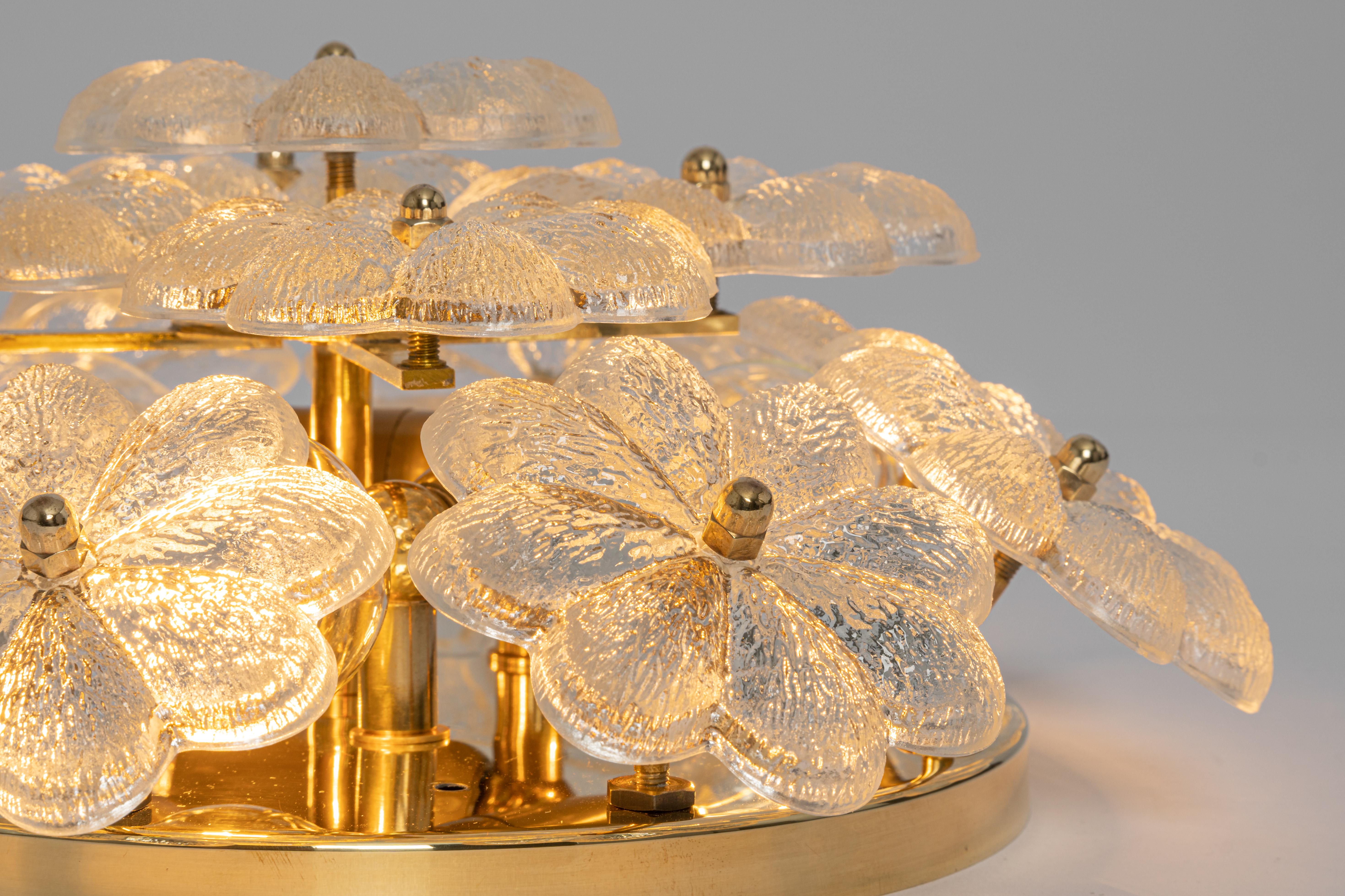 1 of 5 Stunning Petite Glass Flower Wall Light by Ernst Palme, Germany, 1970s For Sale 1