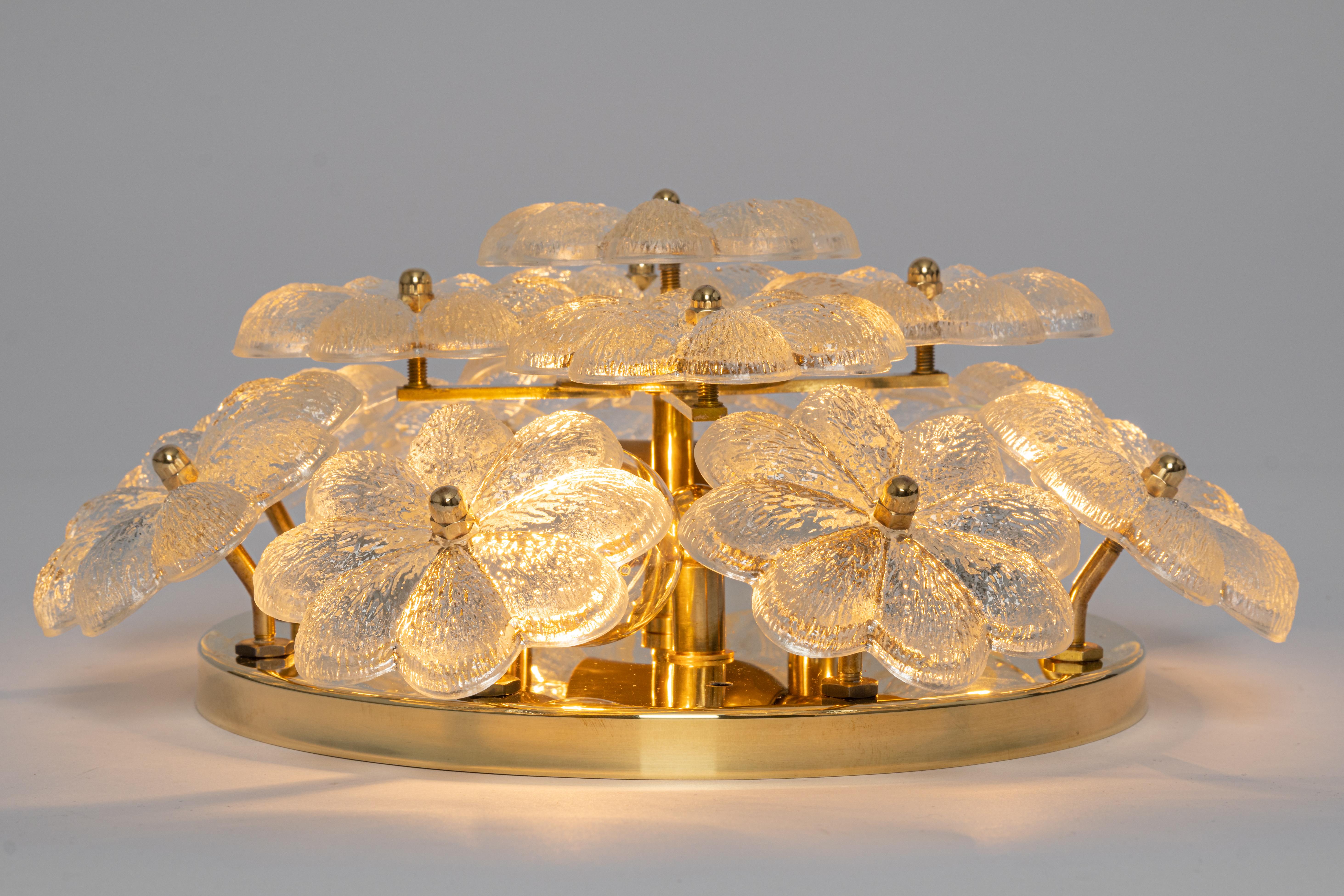 1 of 5 Stunning Petite Glass Flower Wall Light by Ernst Palme, Germany, 1970s For Sale 2
