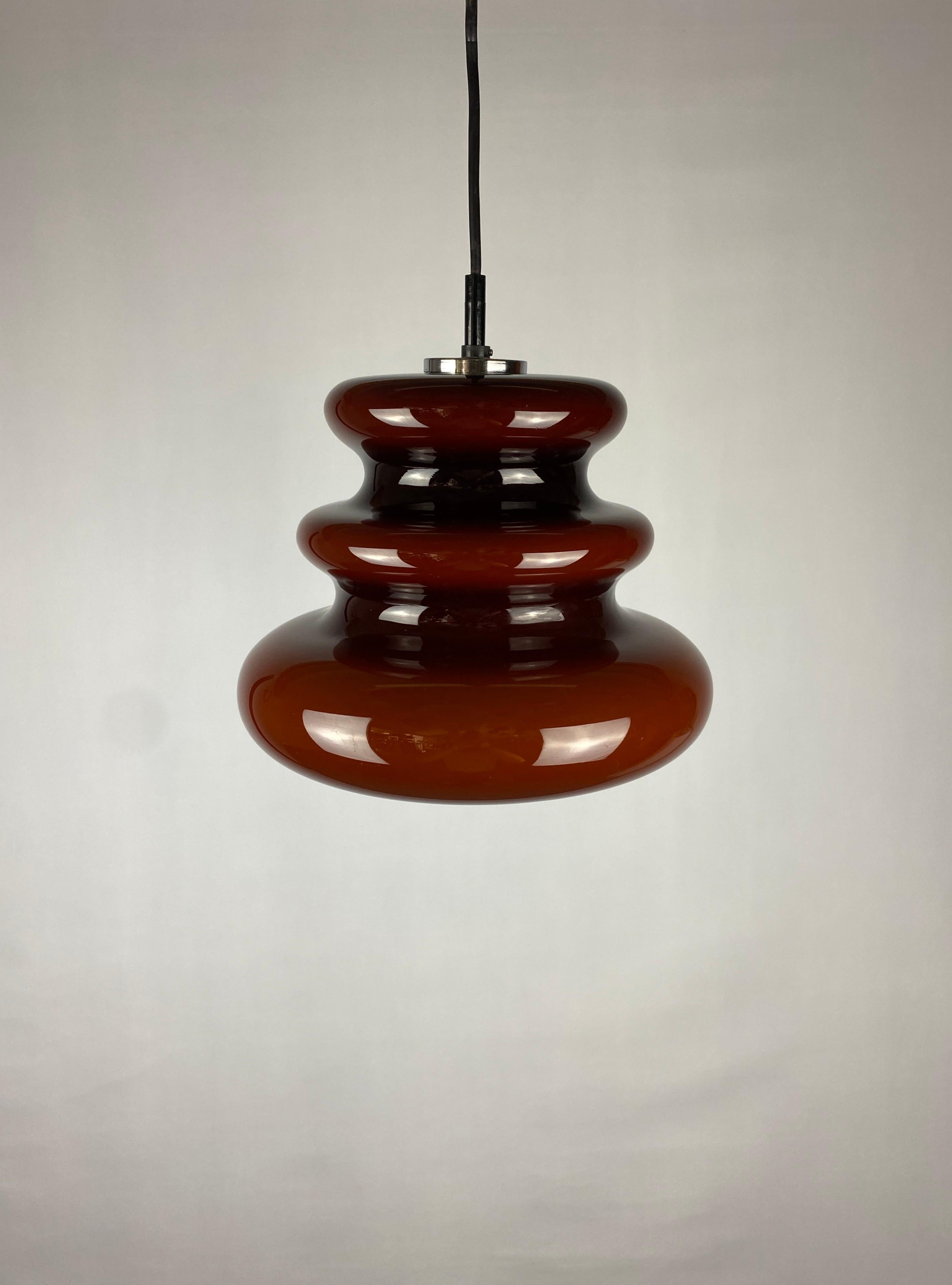 Mid-Century Modern RESERVED - Six Vintage Brown Glass Pendant Light Ah 1 by Peill and Putzler 1960