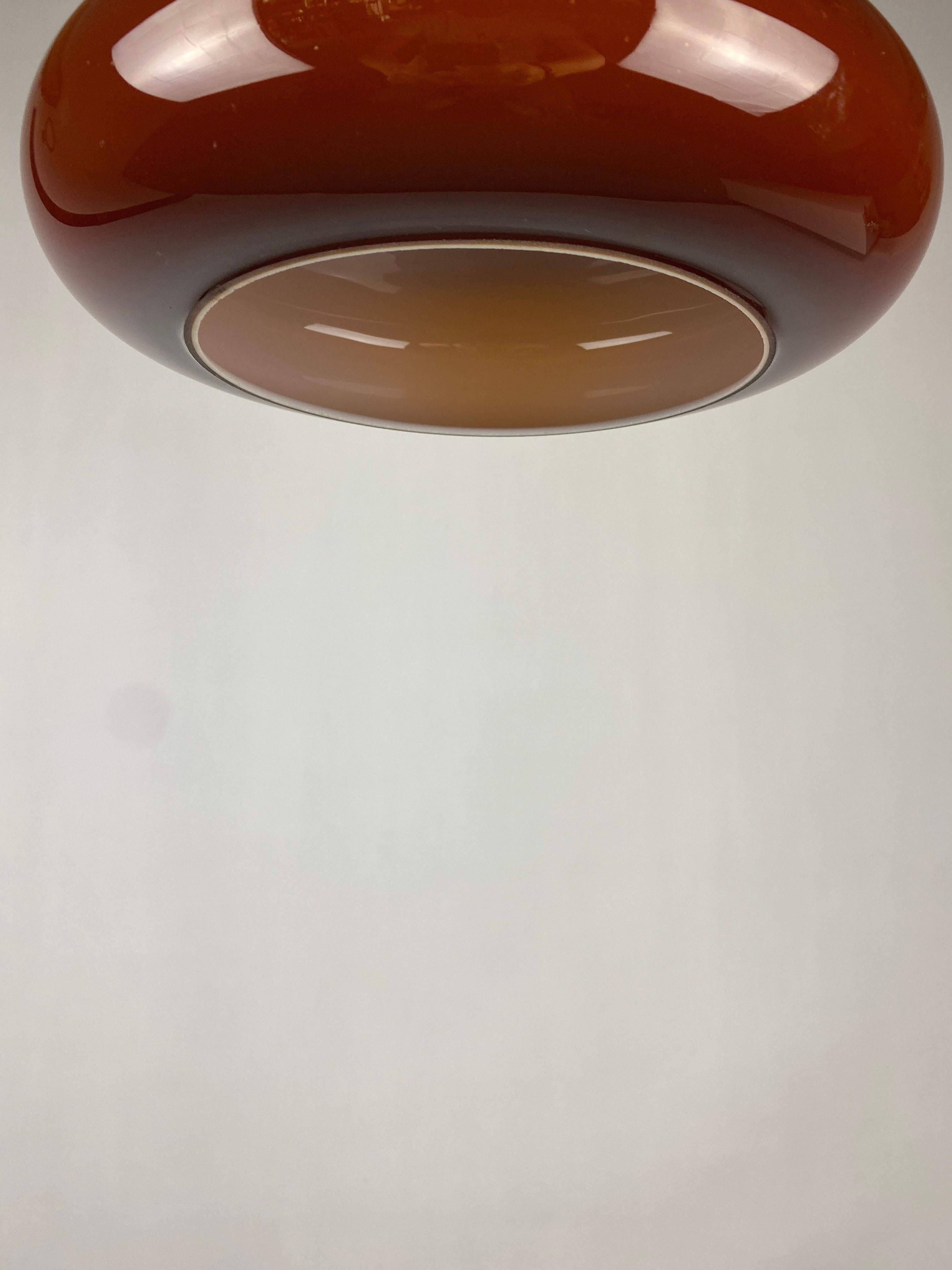 RESERVED - Six Vintage Brown Glass Pendant Light Ah 1 by Peill and Putzler 1960 In Excellent Condition In TERHEIJDEN, NB