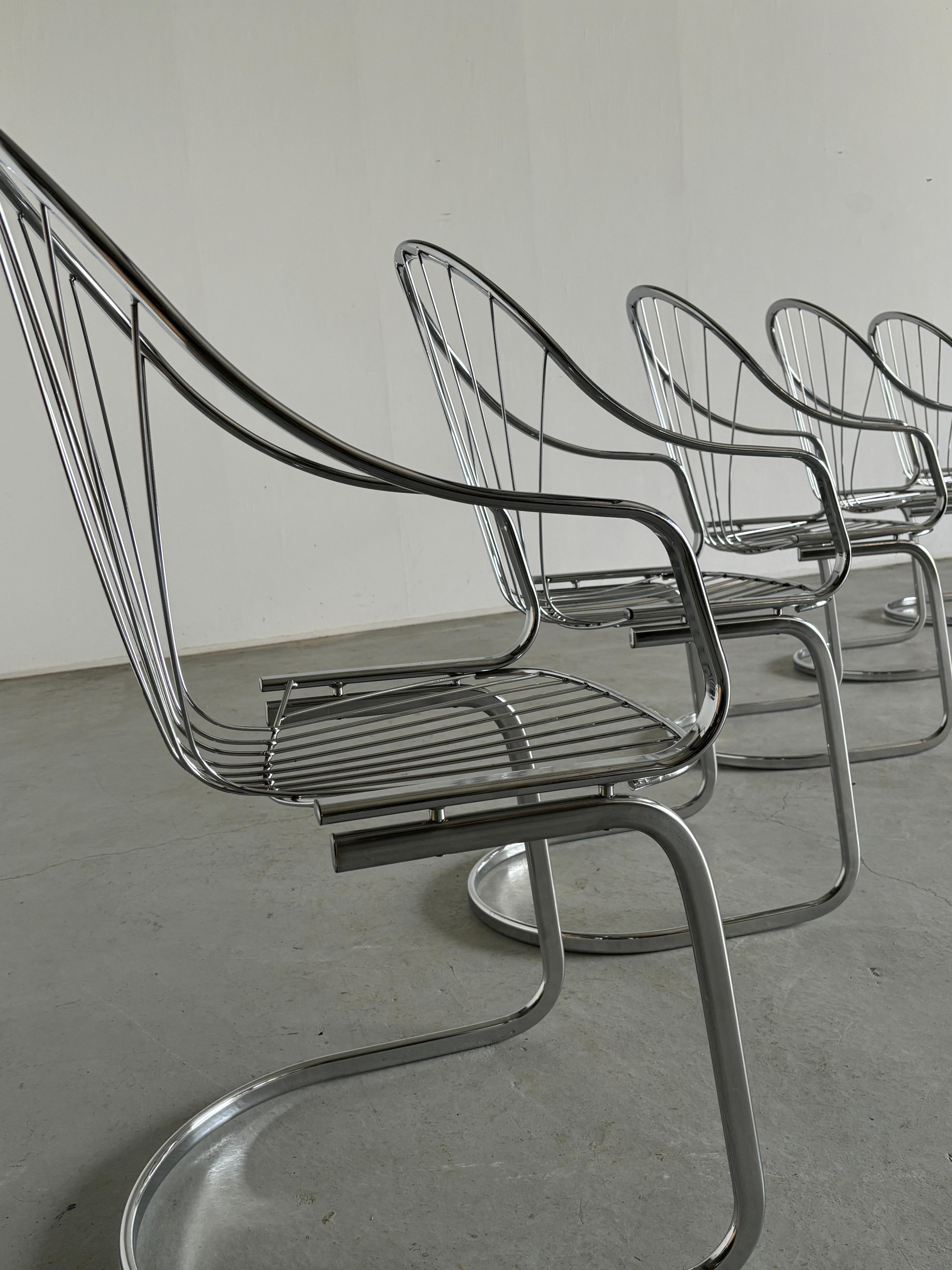 Steel 1 of 5 Vintage Italian Mid-Century Armchairs by Gastone Rinaldi for Rima, 1970s For Sale