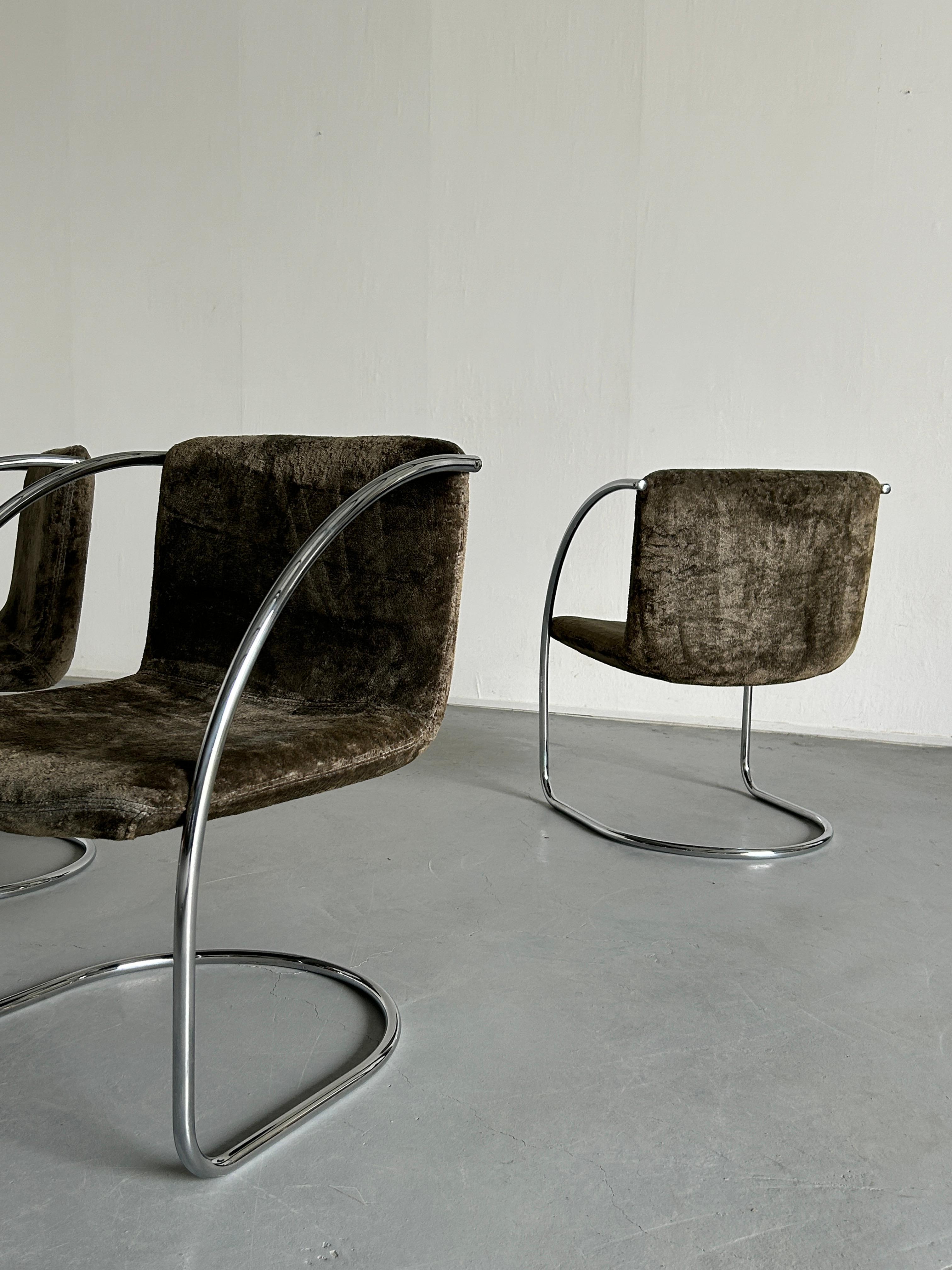 Steel 1 of 5 Vintage Mid-Century 'Lens'  Chairs by Giovanni Offredi for Saporiti Italy For Sale