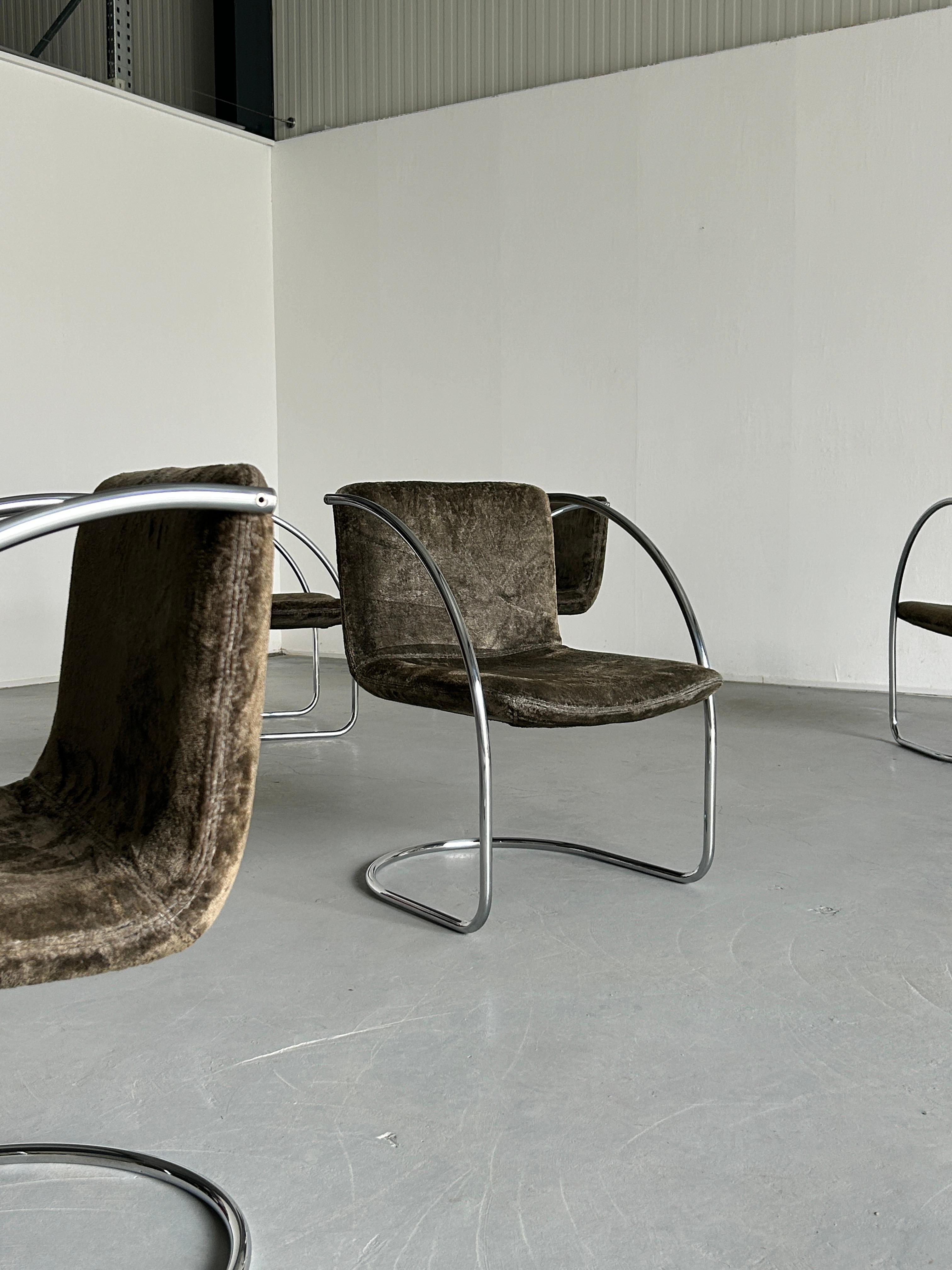 1 of 5 Vintage Mid-Century 'Lens'  Chairs by Giovanni Offredi for Saporiti Italy For Sale 1
