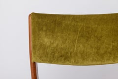 1 of 5 Vintage Teak Dining Chair 1970s Germany, Restored Wood Frame, Green Uph.