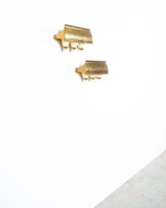 1 of 5 Wall Lights Hammered Brass Attr. Pietro Chiesa, circa 1945