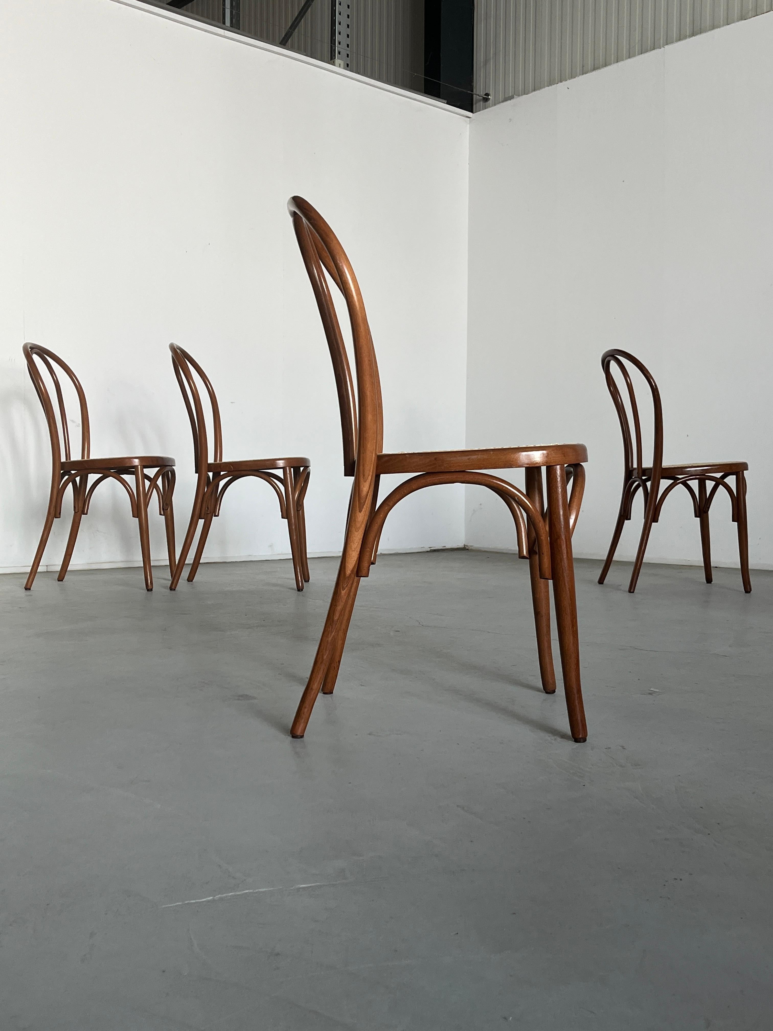 Late 20th Century 1 of 50 Vintage Thonet Bentwood Style Chairs No. 14 / European Cafe Dining Chair For Sale